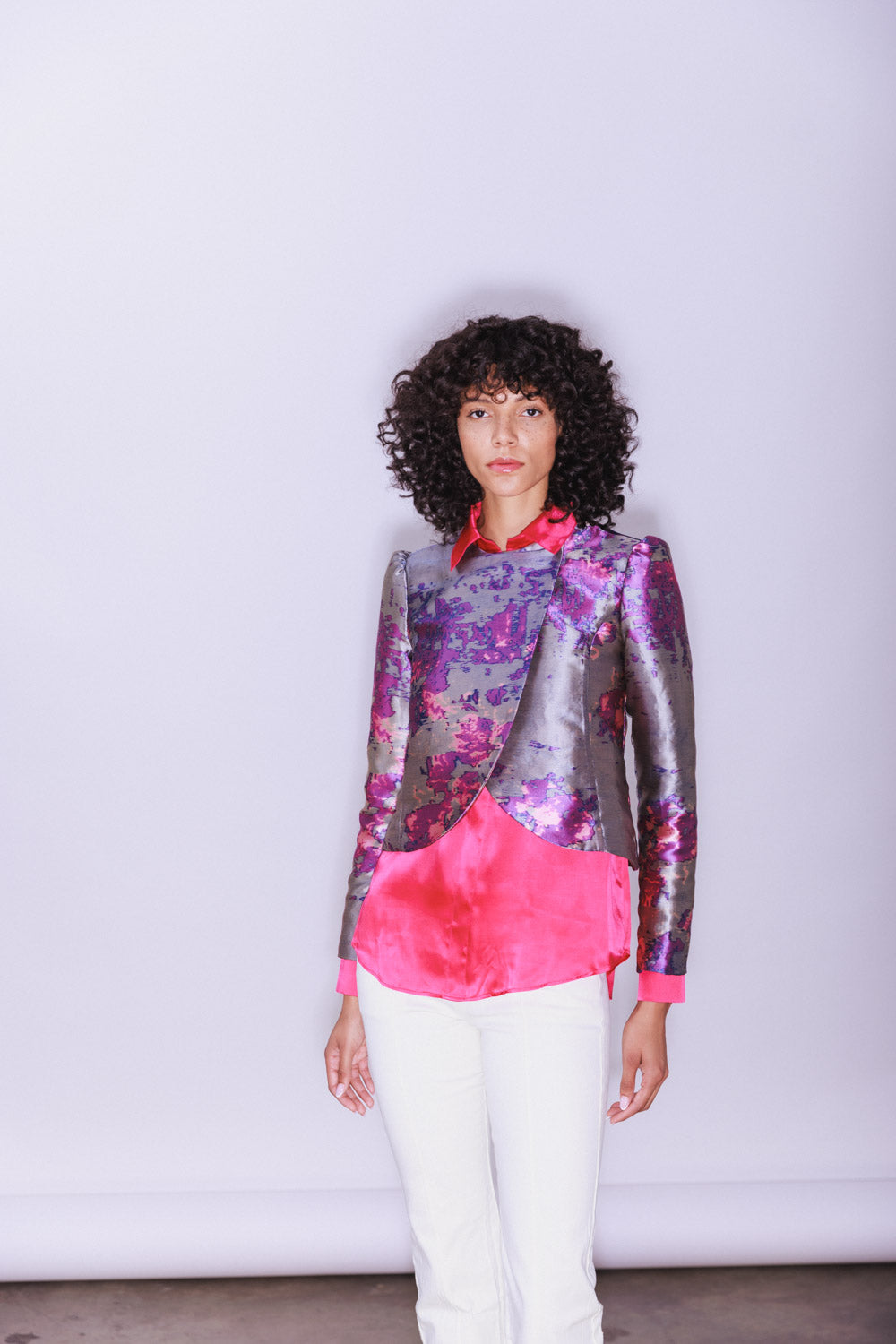 Lydia Cropped Jacquard Jacket - Peruvian Quartz