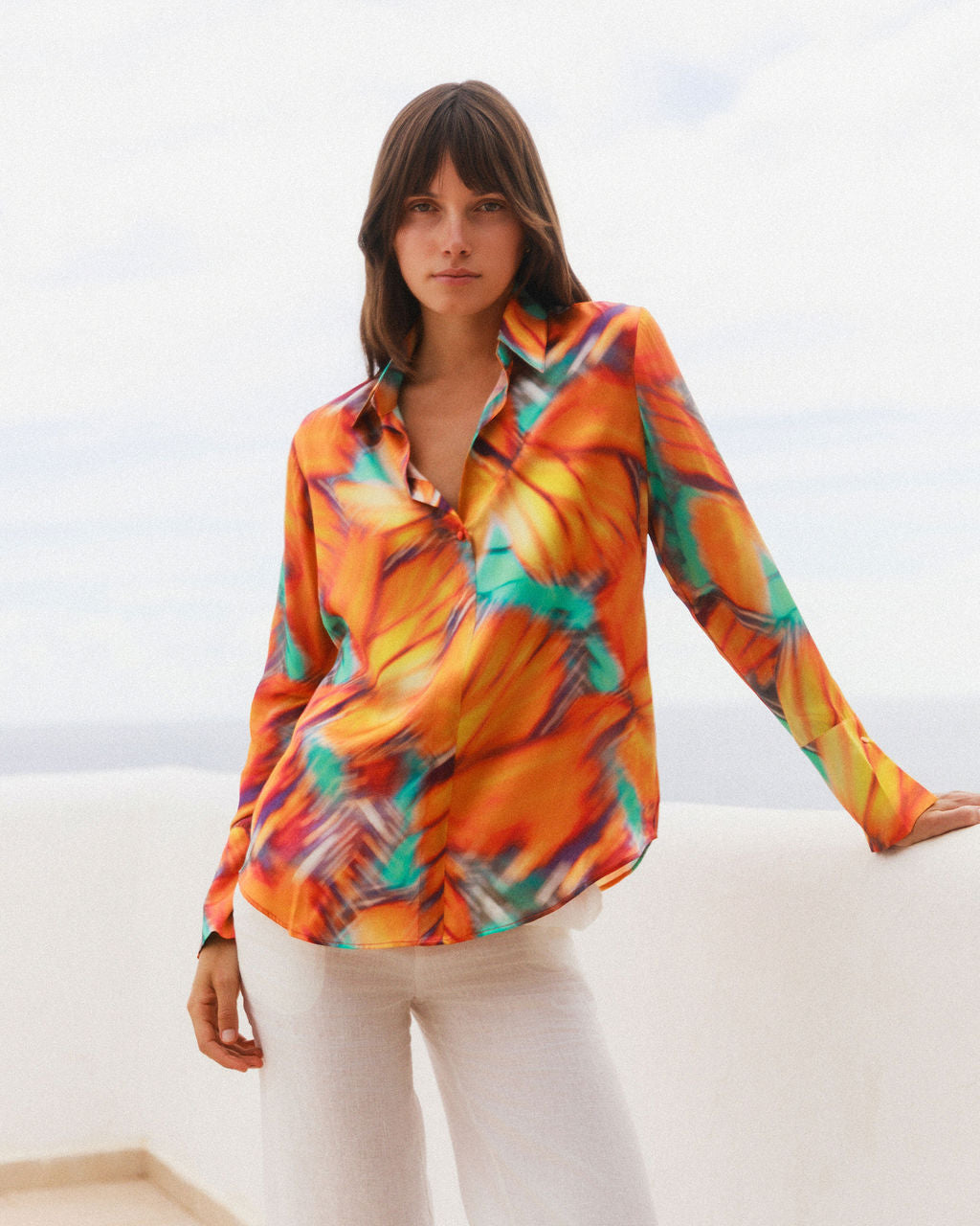 Daria French Cuff Silk Blouse - Monarch Haze