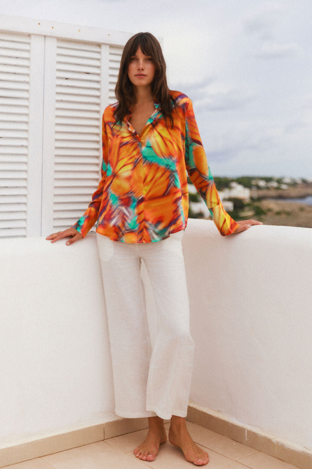 Daria French Cuff Silk Blouse - Monarch Haze