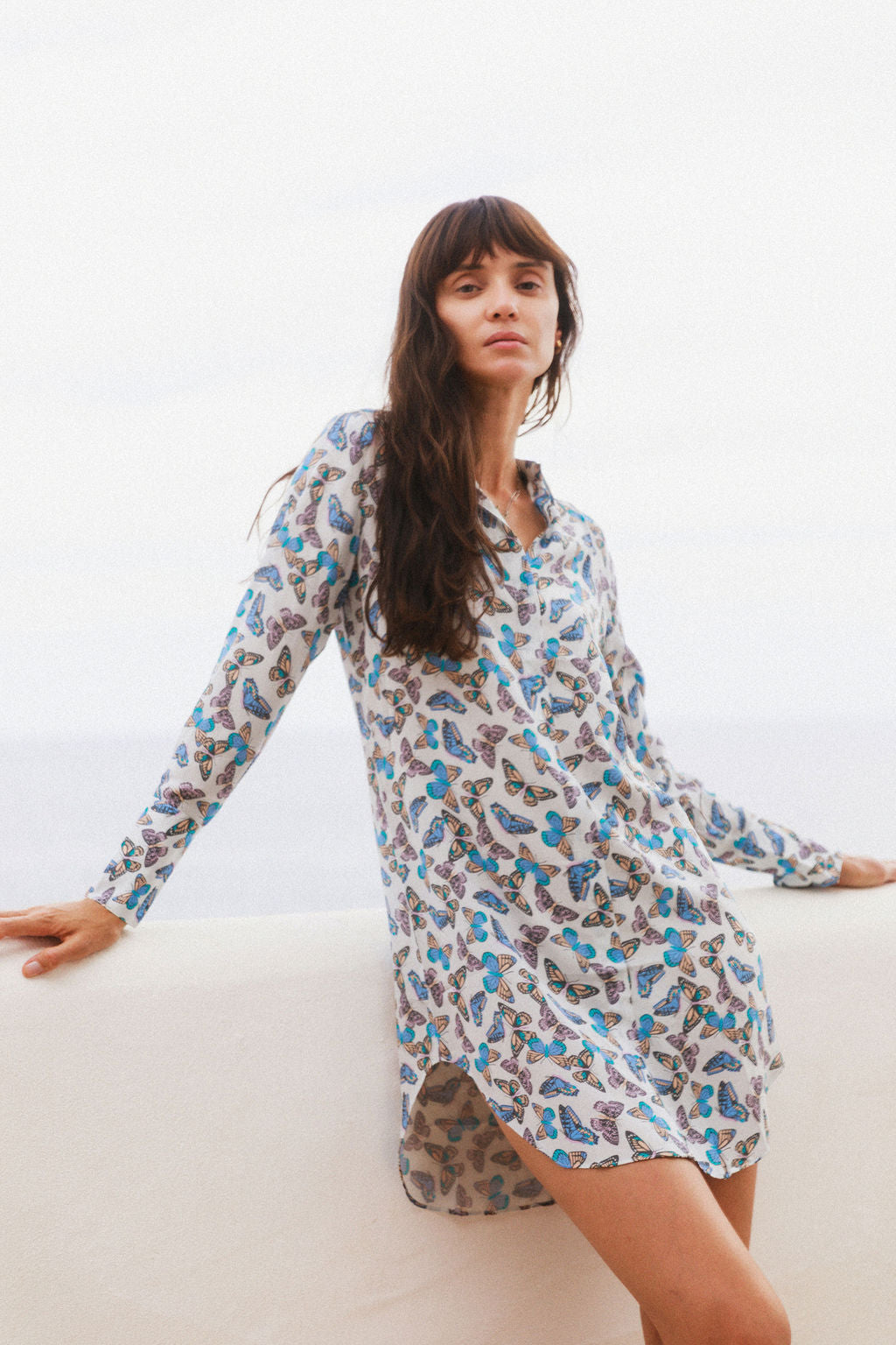 Daria Silk Shirt Dress - Mallorca Monarch