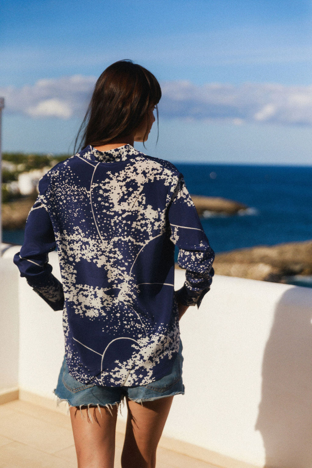 Daria French Cuff Silk Blouse - Cosmos Print