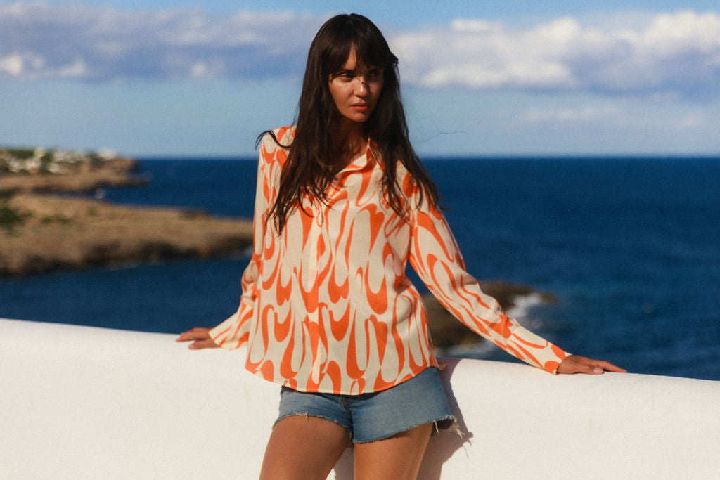 Daria French Cuff Silk Blouse - Valencia