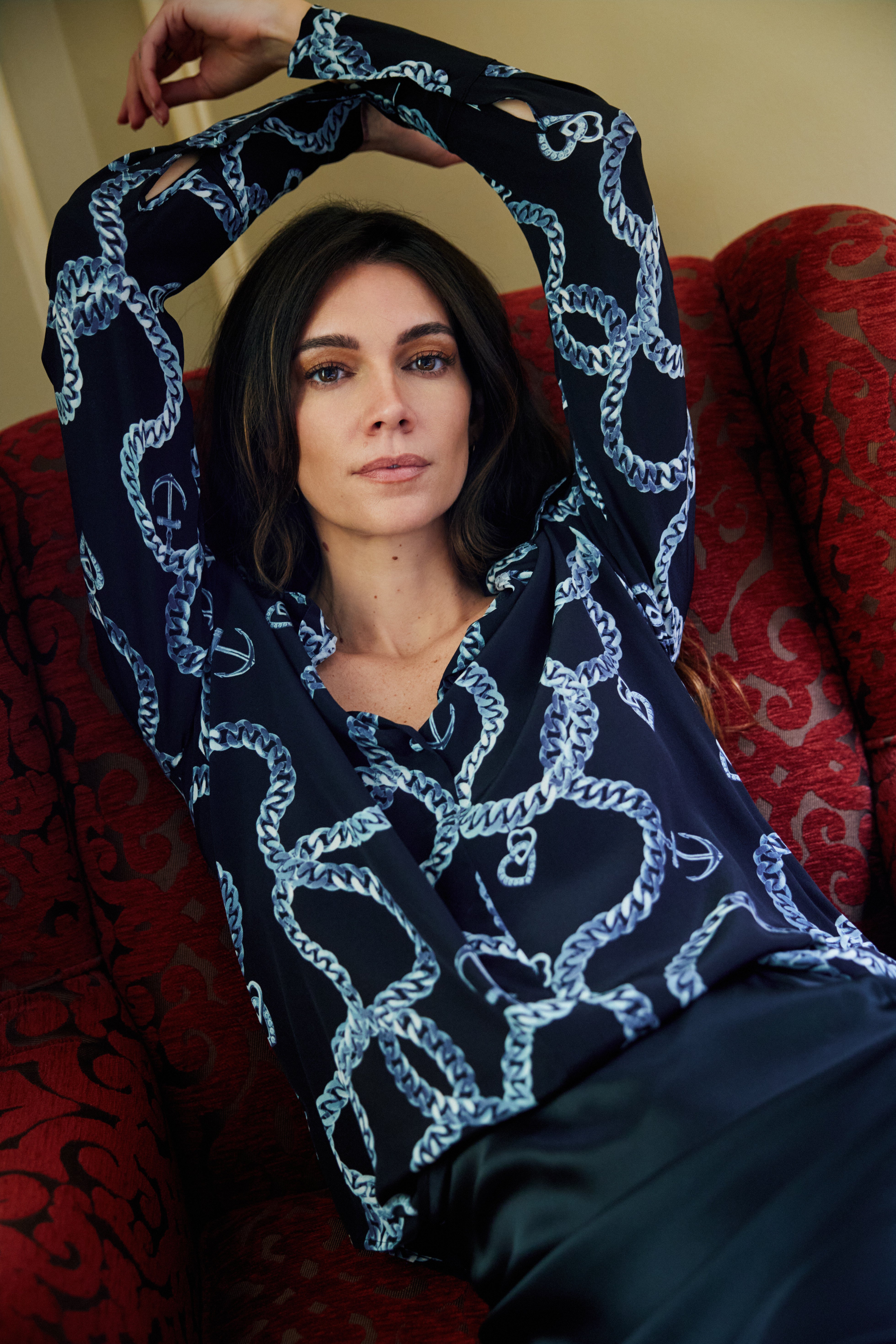 Daria French Cuff Silk Blouse - Heart Chain