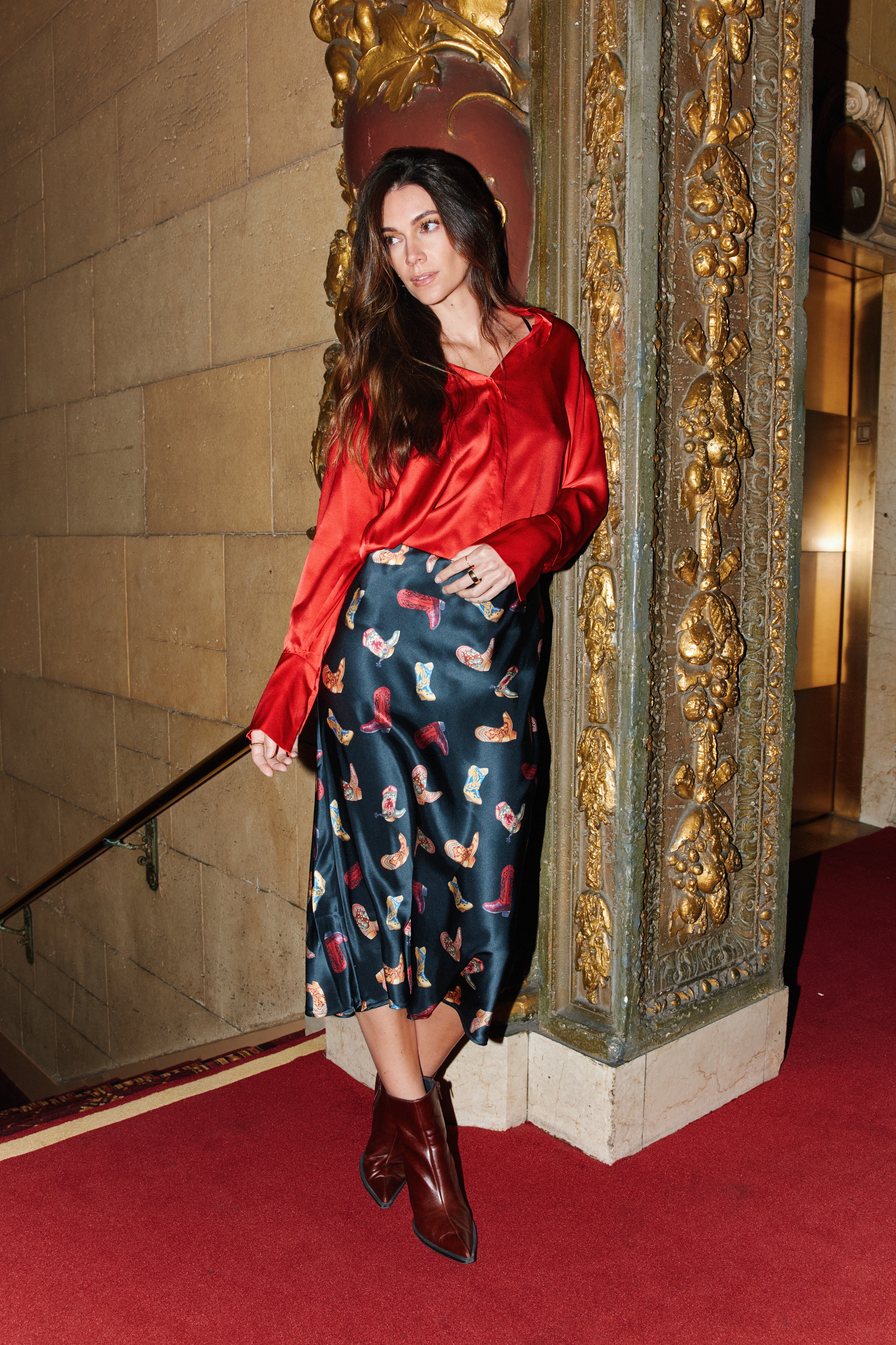 東京片倉 シルク TOKYO KATAKURA SILK TOP Daria French Cuff Silk Blouse - Toreador
