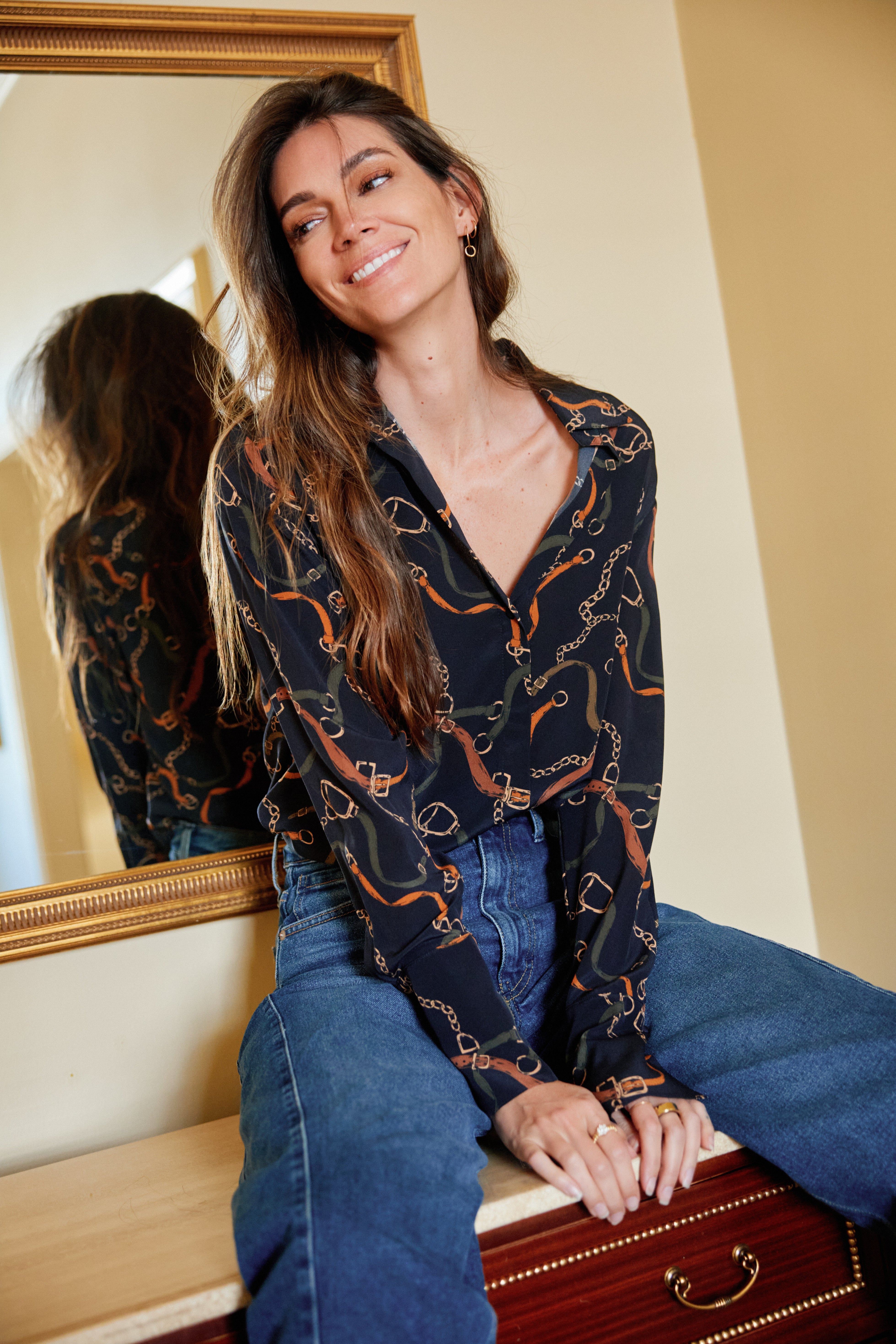 Daria French Cuff Silk Blouse - Wellington