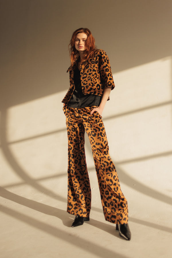 Stella Silk Pant - Cheetah