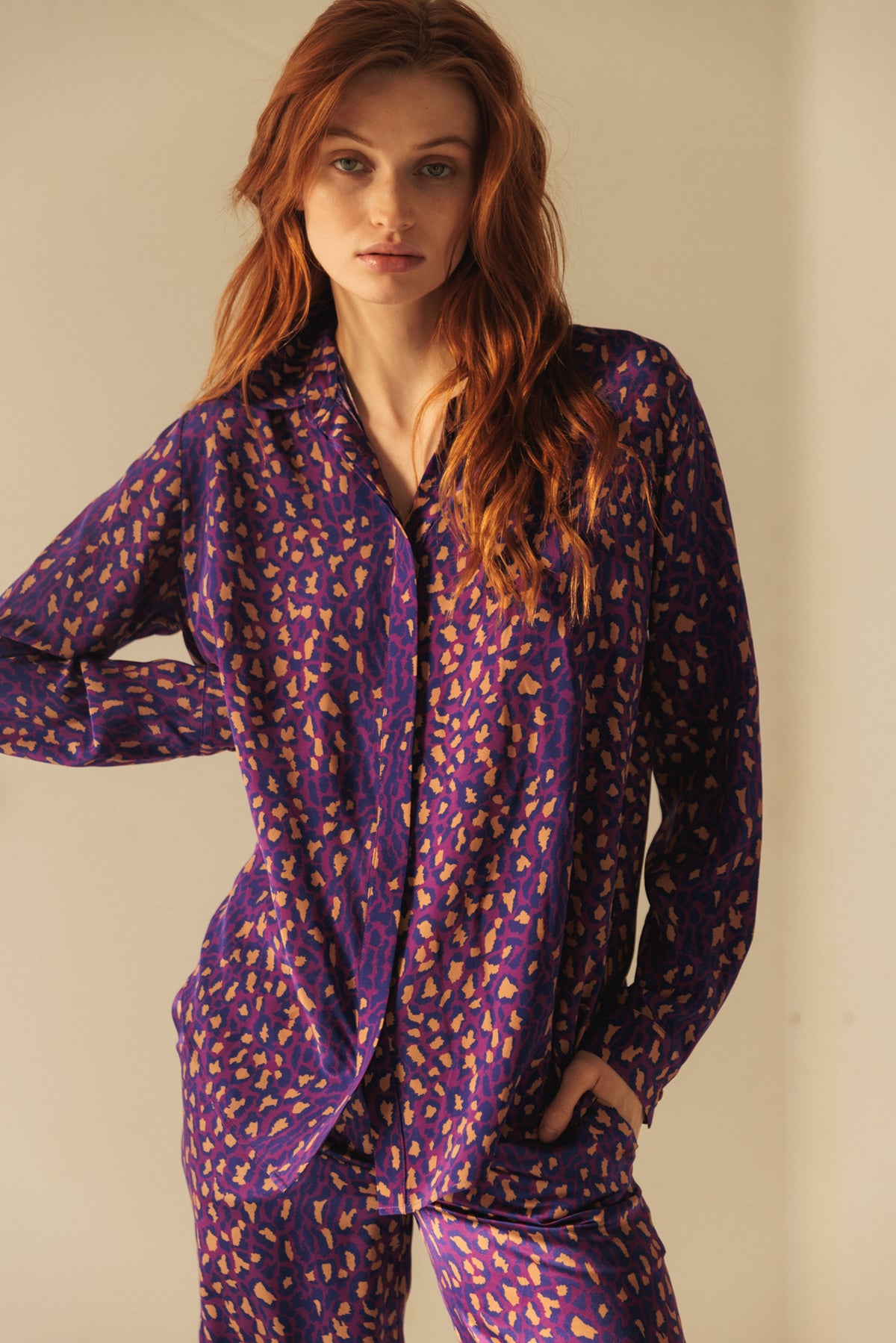 Sophie Blouse - Purple Leopard