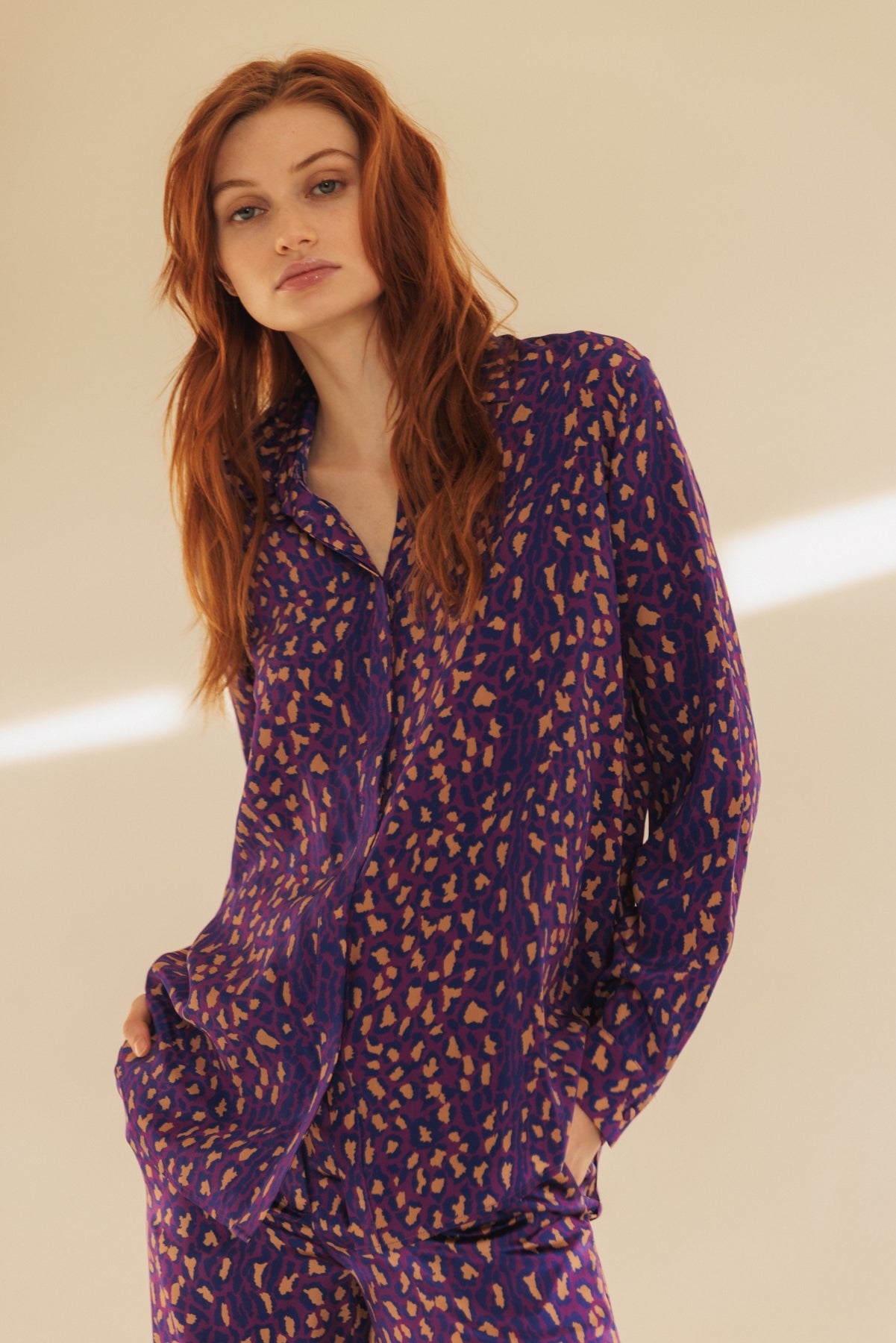 Sophie Blouse - Purple Leopard