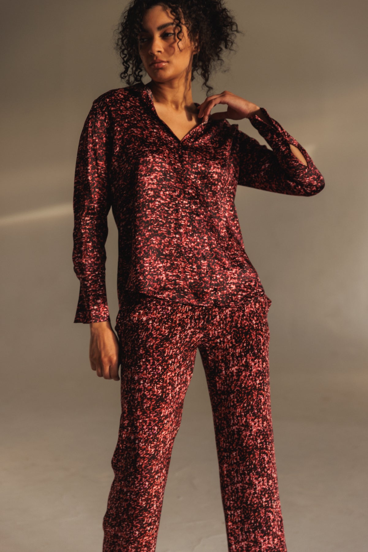 Parisa Silk Pant - Red Sequin