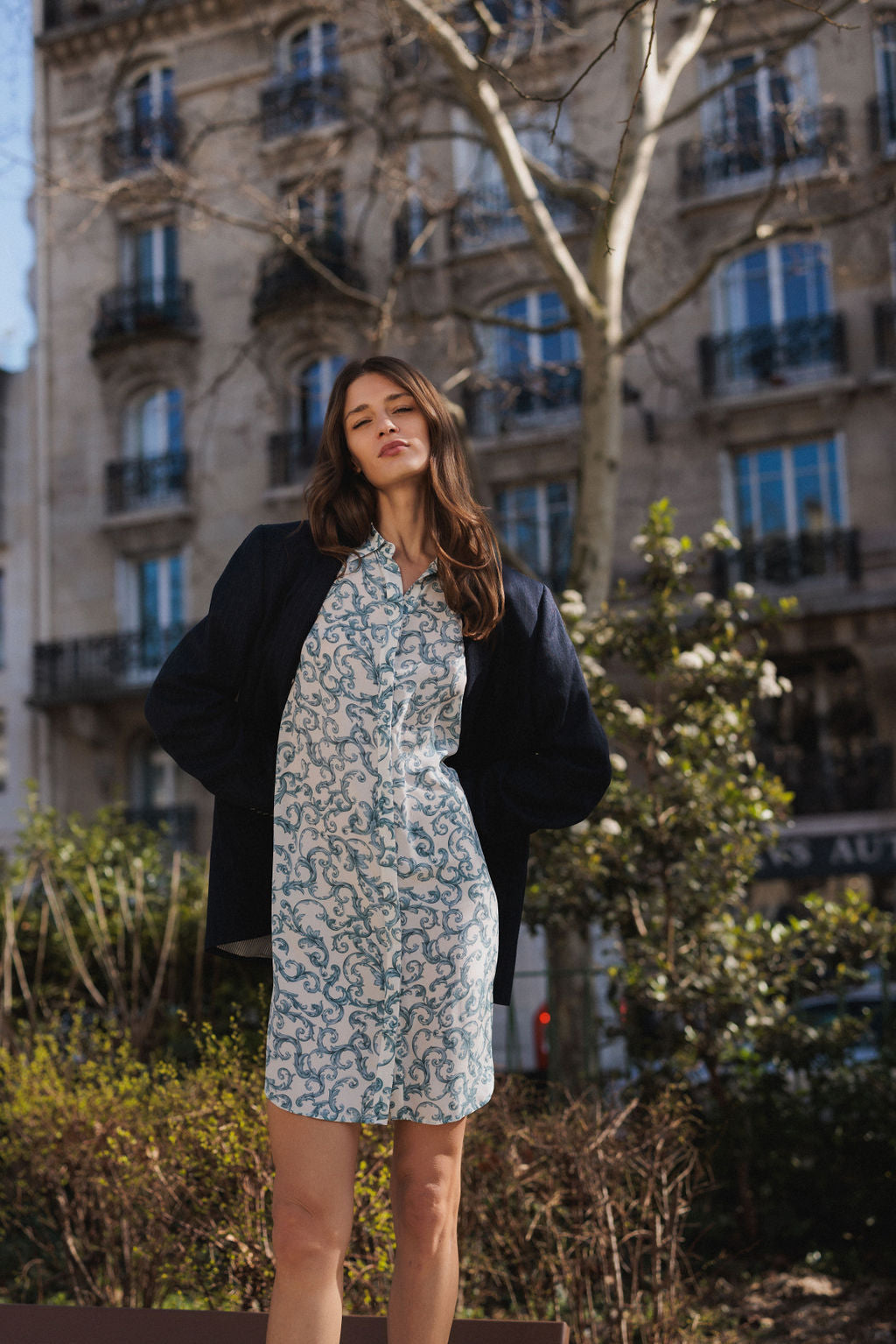 Sophie Button Down Dress - Azulejo