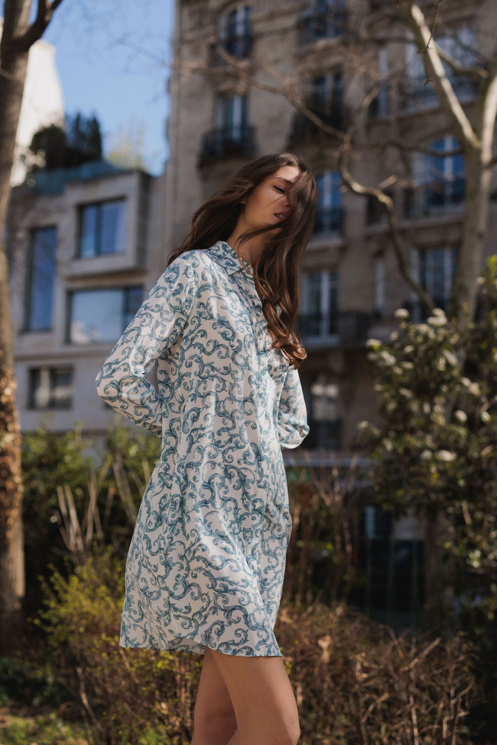 Sophie Button Down Dress - Azulejo