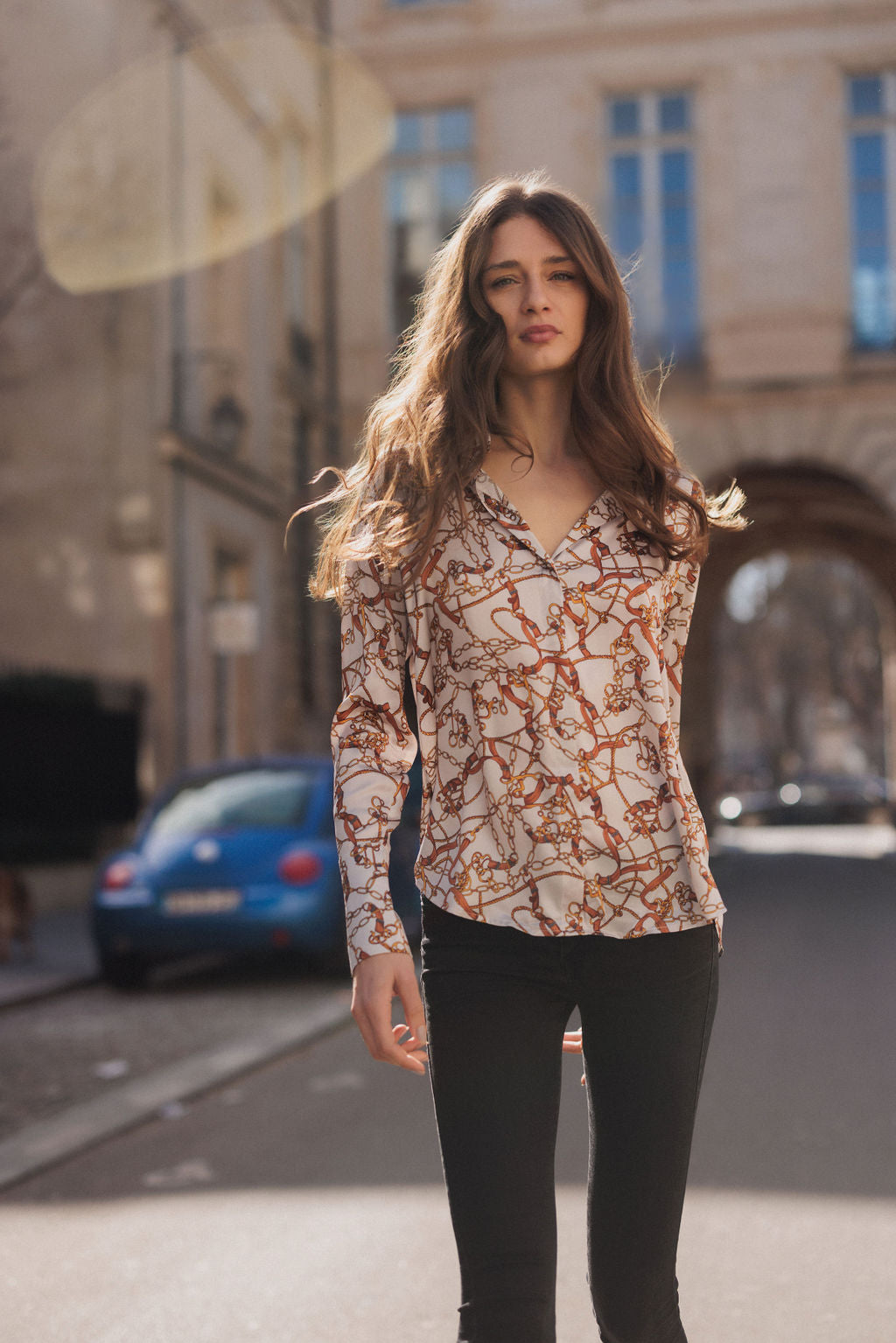 Daria French Cuff Silk Blouse - Belgrano