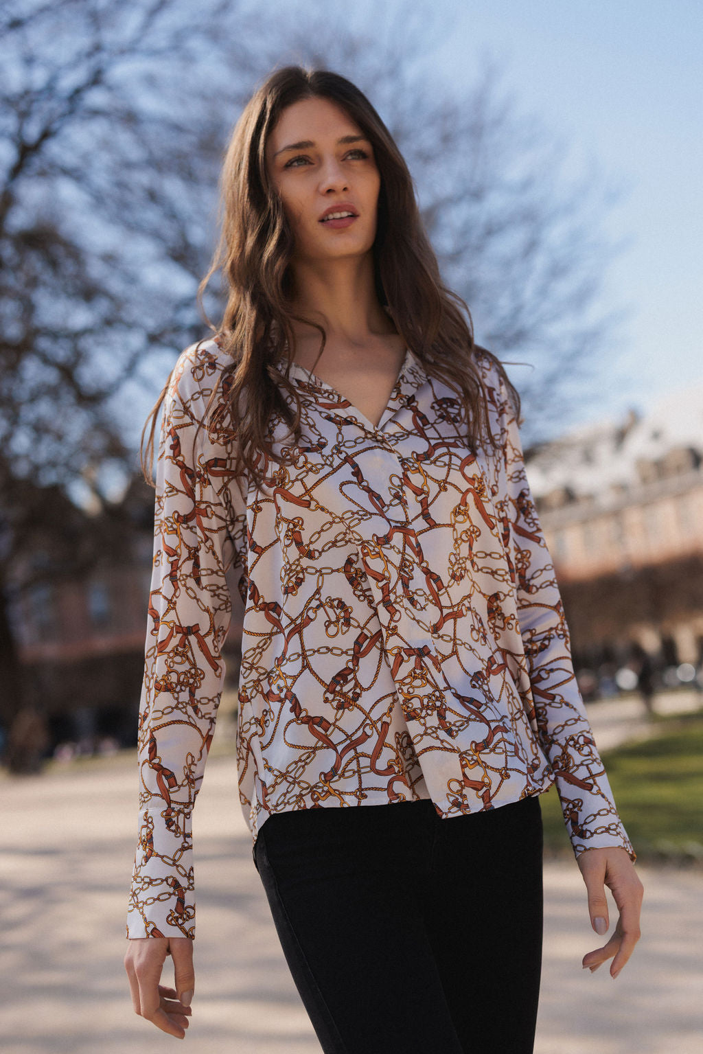 Daria French Cuff Silk Blouse - Belgrano