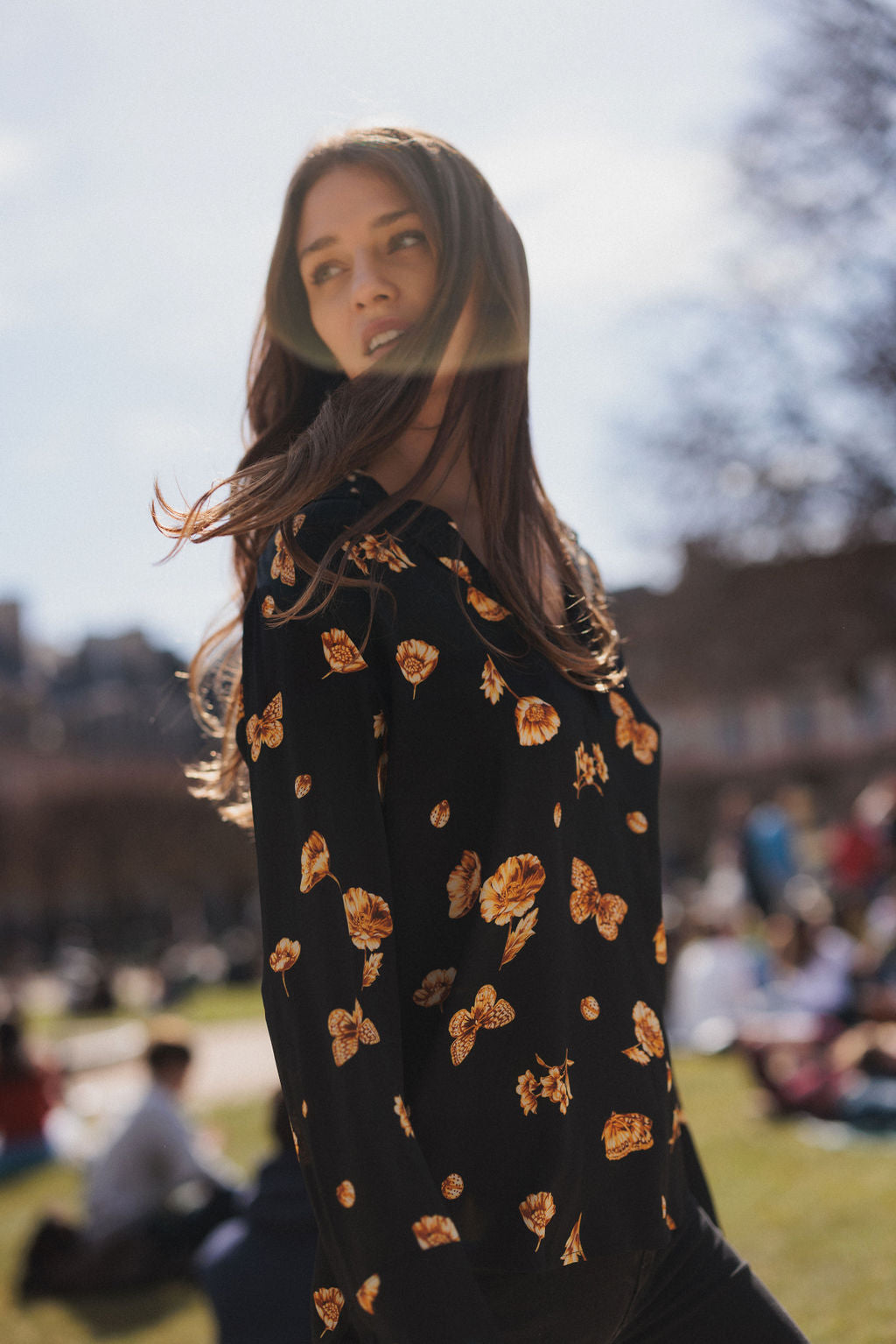 Daria French Cuff Silk Blouse - Gold Monarch