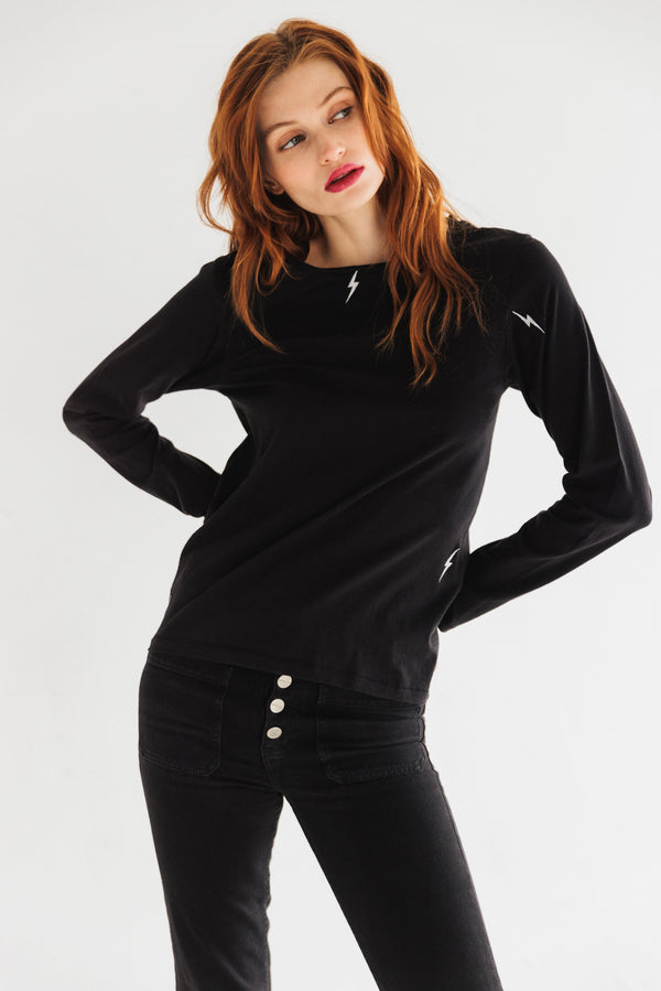Embroidered Cotton T-Shirt Long Sleeve - Bolt