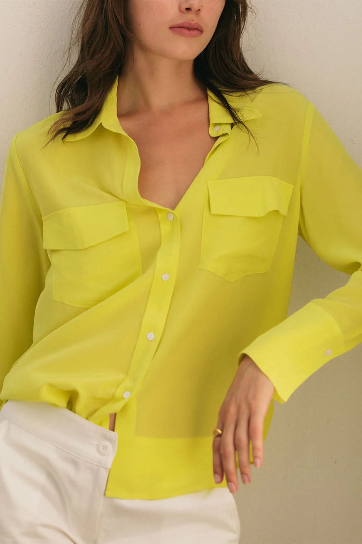 Kaia Button Down Blouse - Tennis