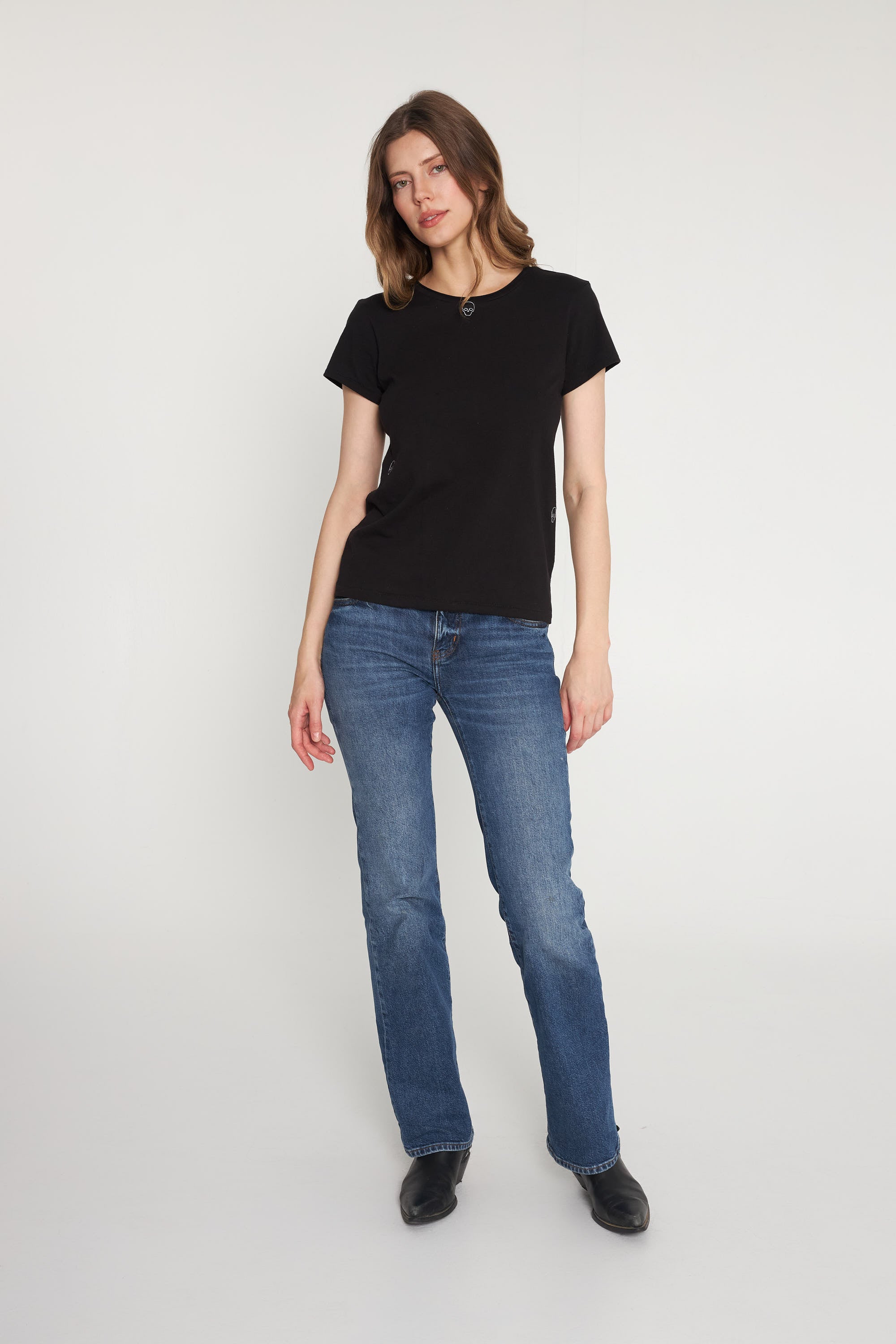 Embroidered Cotton T-Shirt - Skull