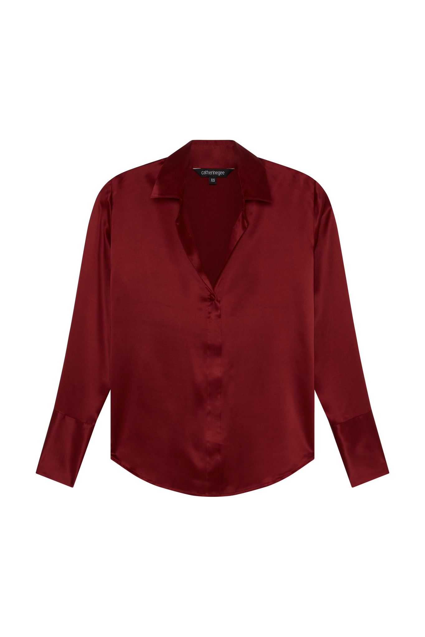 Daria French Cuff Silk Blouse - Holiday Red