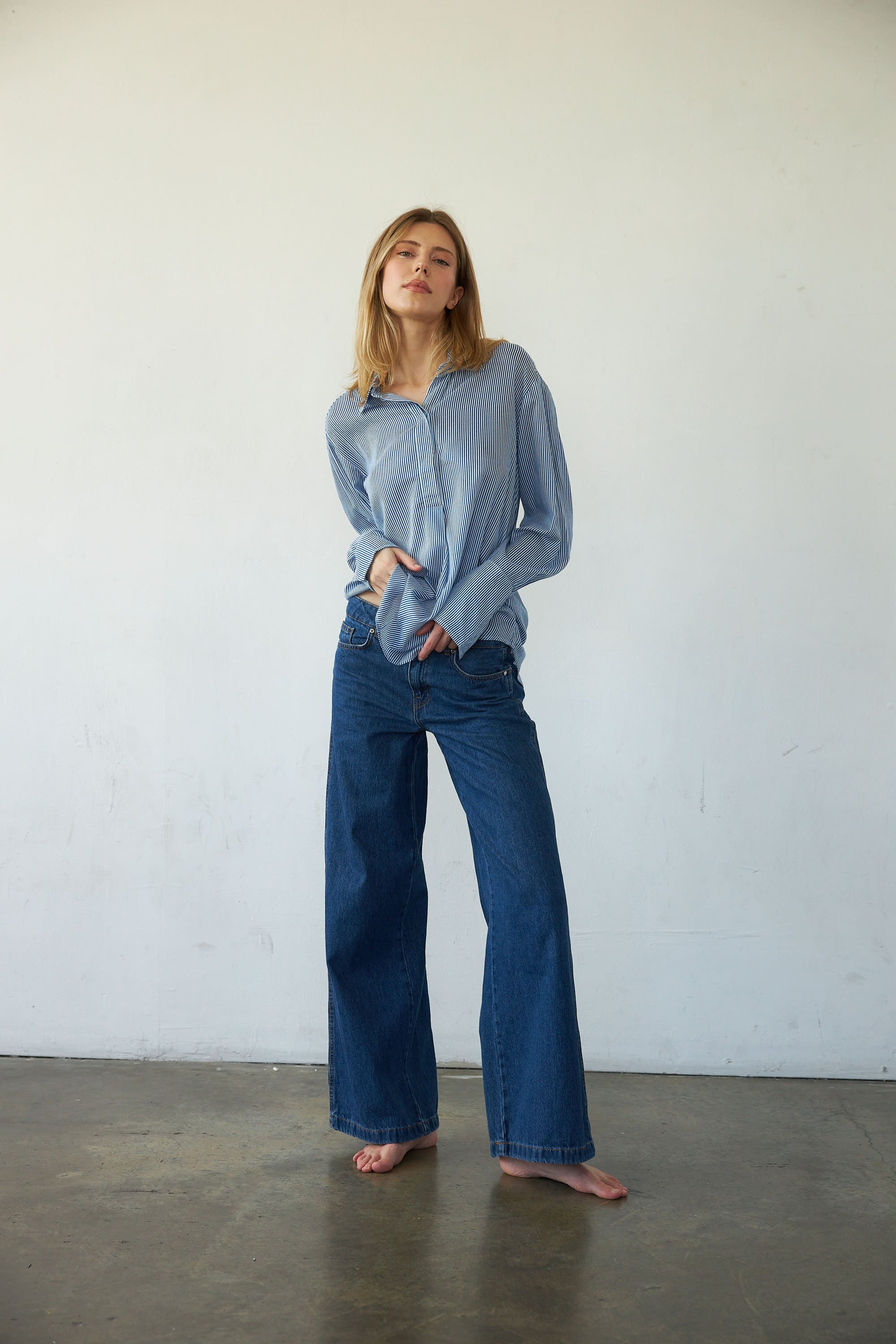 Daria Boyfriend Blouse - Blue Stripe