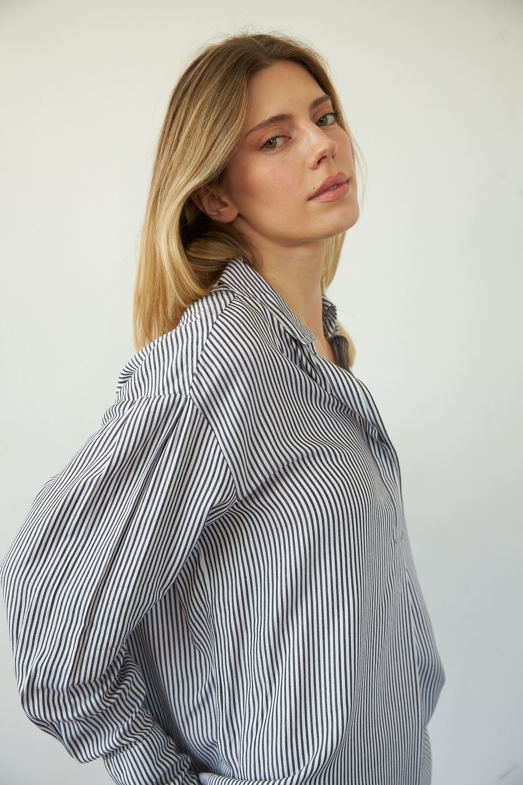 Daria Boyfriend Blouse - Pewter Stripe