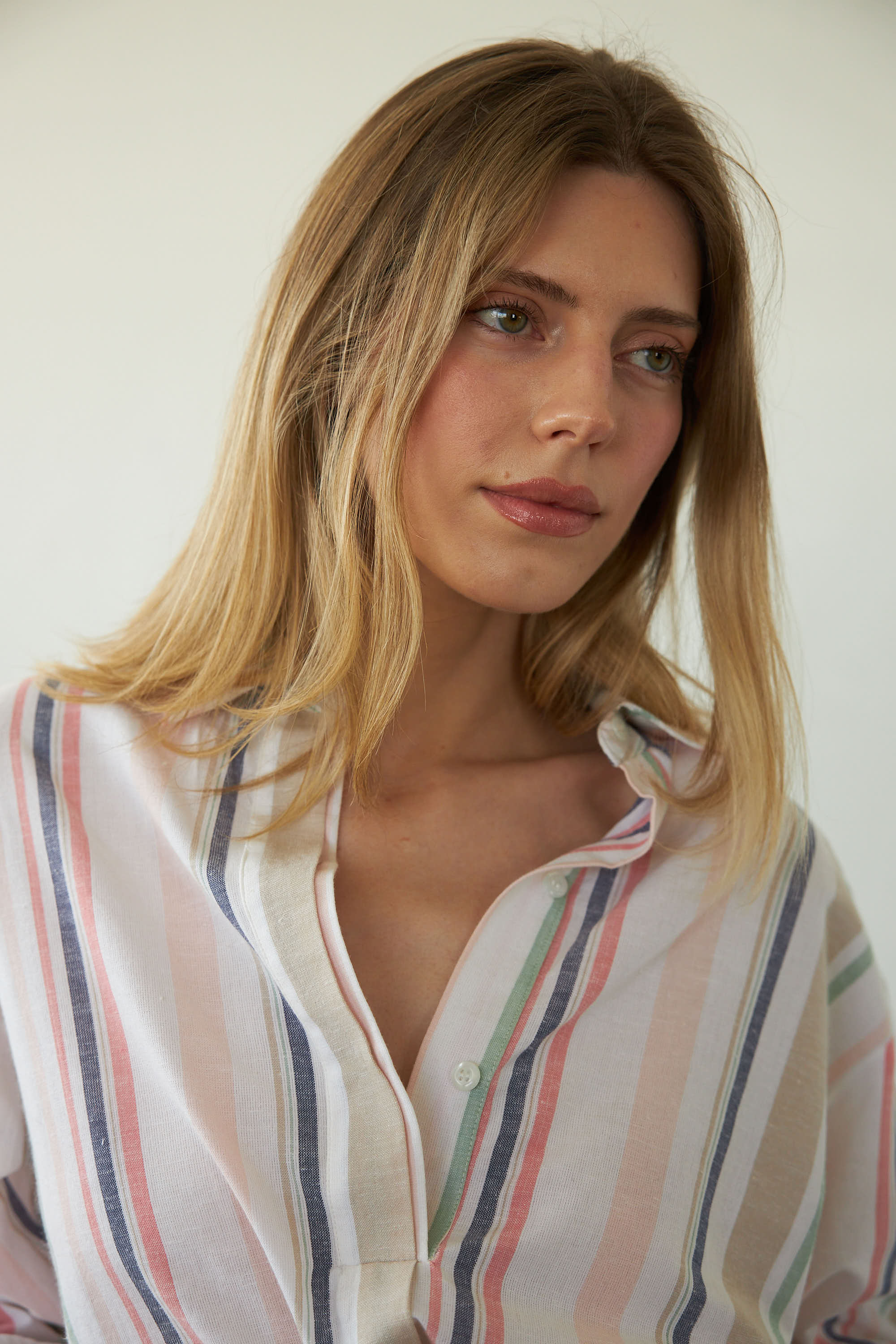 Daria Boyfriend Blouse - Pastel Stripe