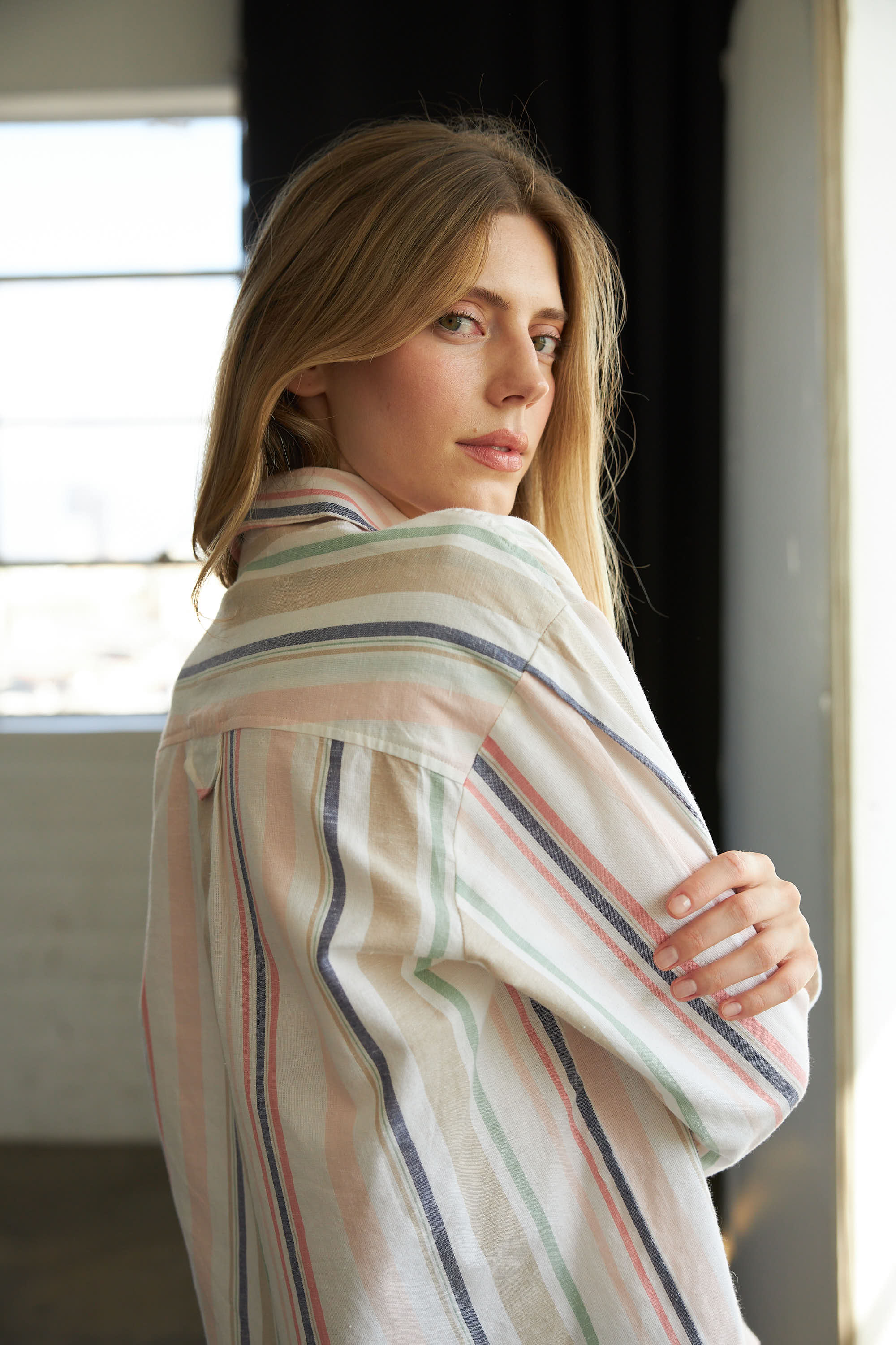 Daria Boyfriend Blouse - Pastel Stripe