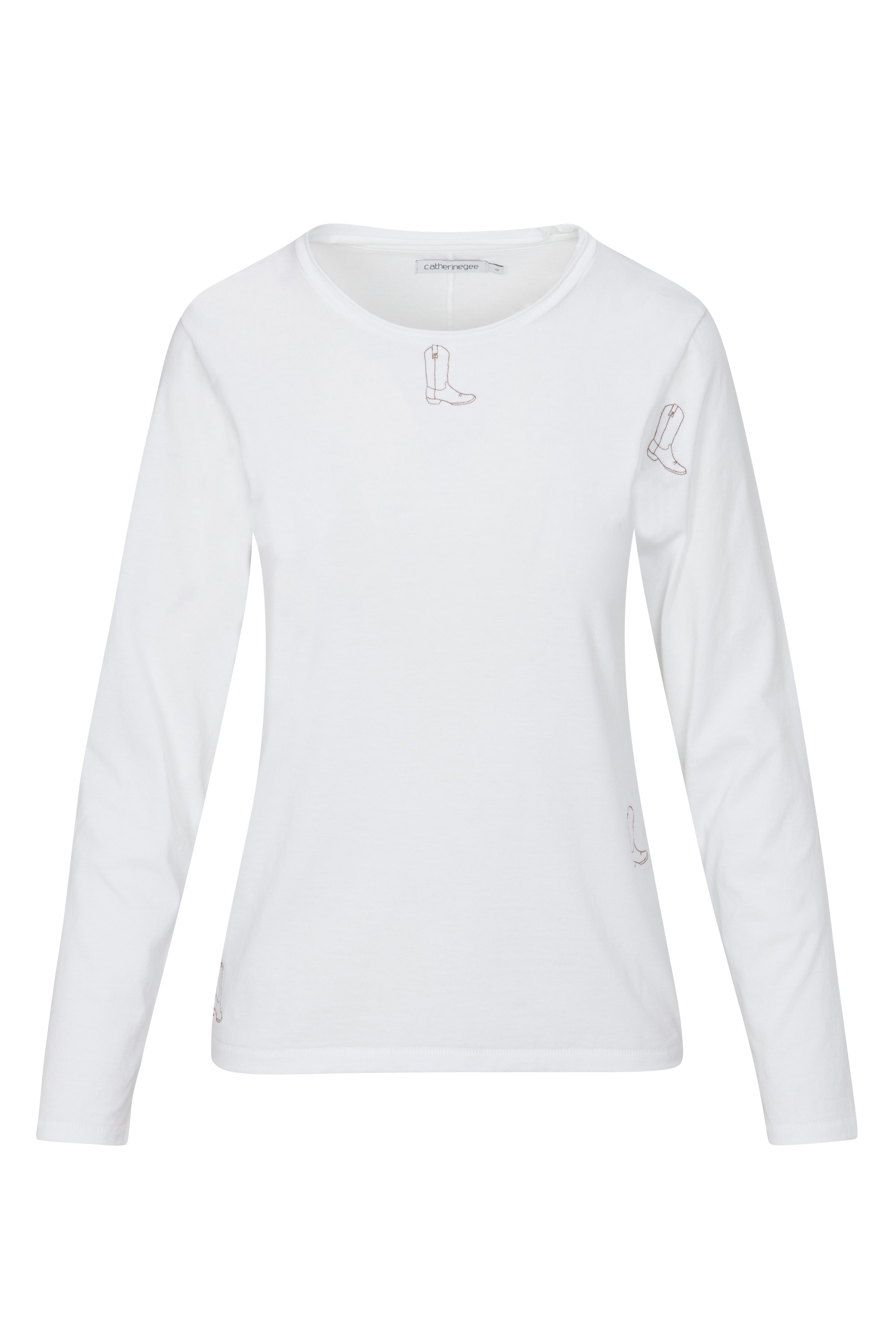 Embroidered Cotton T-Shirt Long Sleeve - Boot