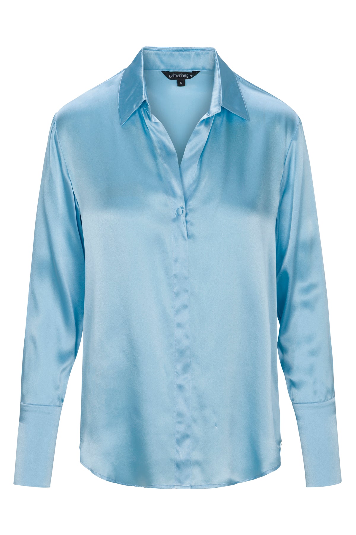 Daria French Cuff Silk Blouse - Sky Blue