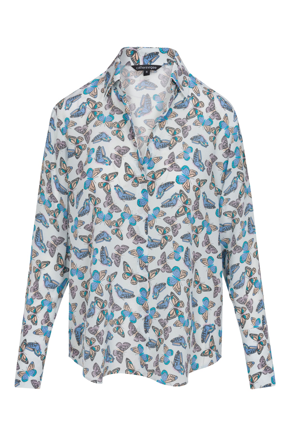 Daria French Cuff Silk Blouse - Mallorca Monarch