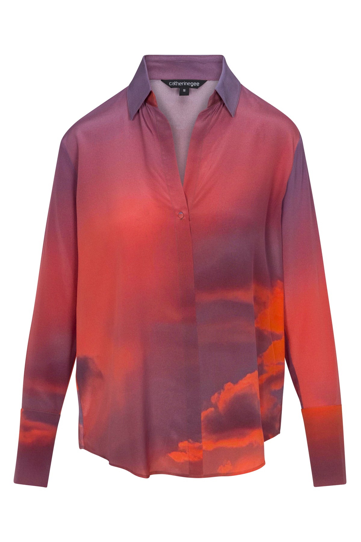 Daria French Cuff Silk Blouse - Riviera Sunset