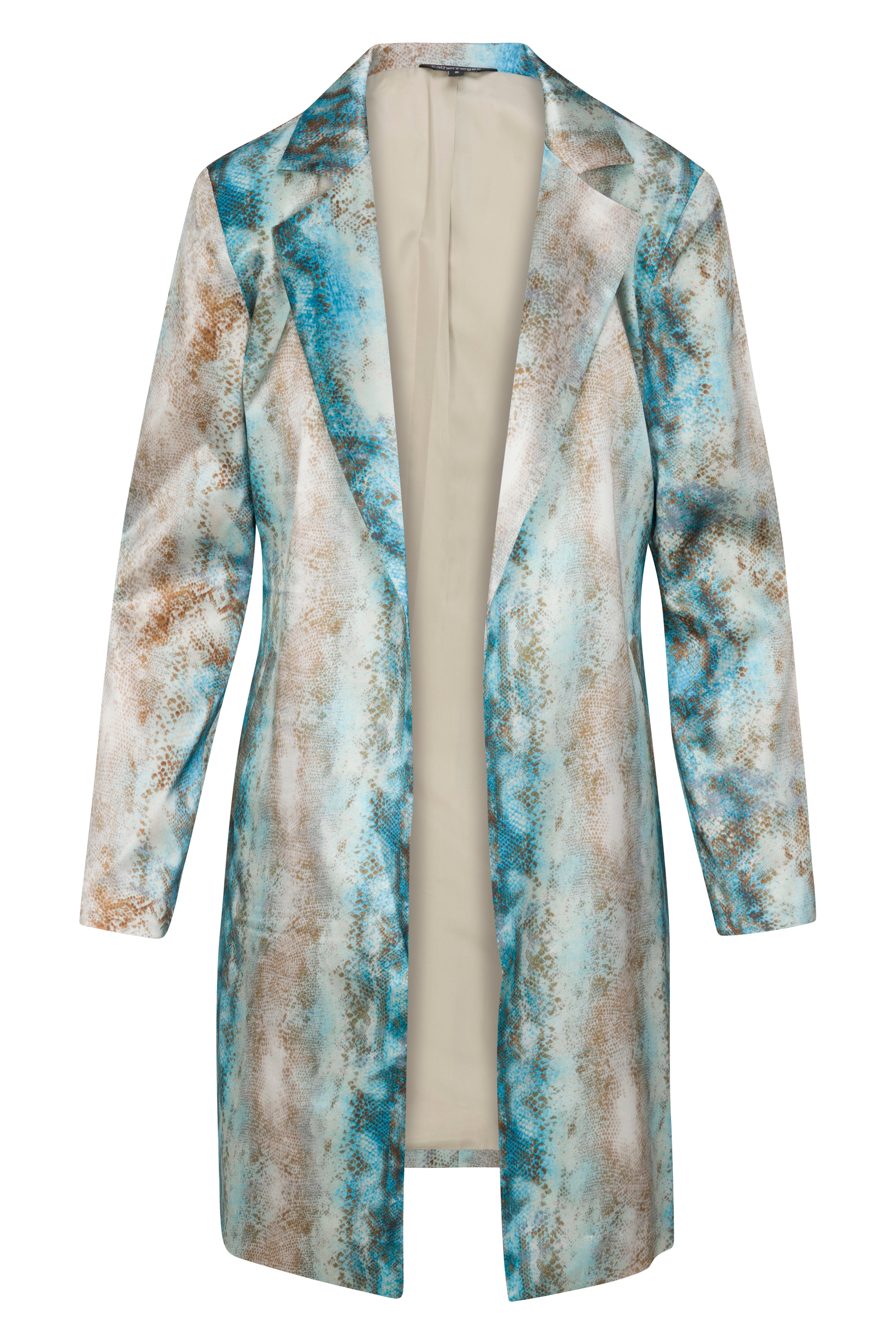 Lexi Car Coat - Aqua Snake