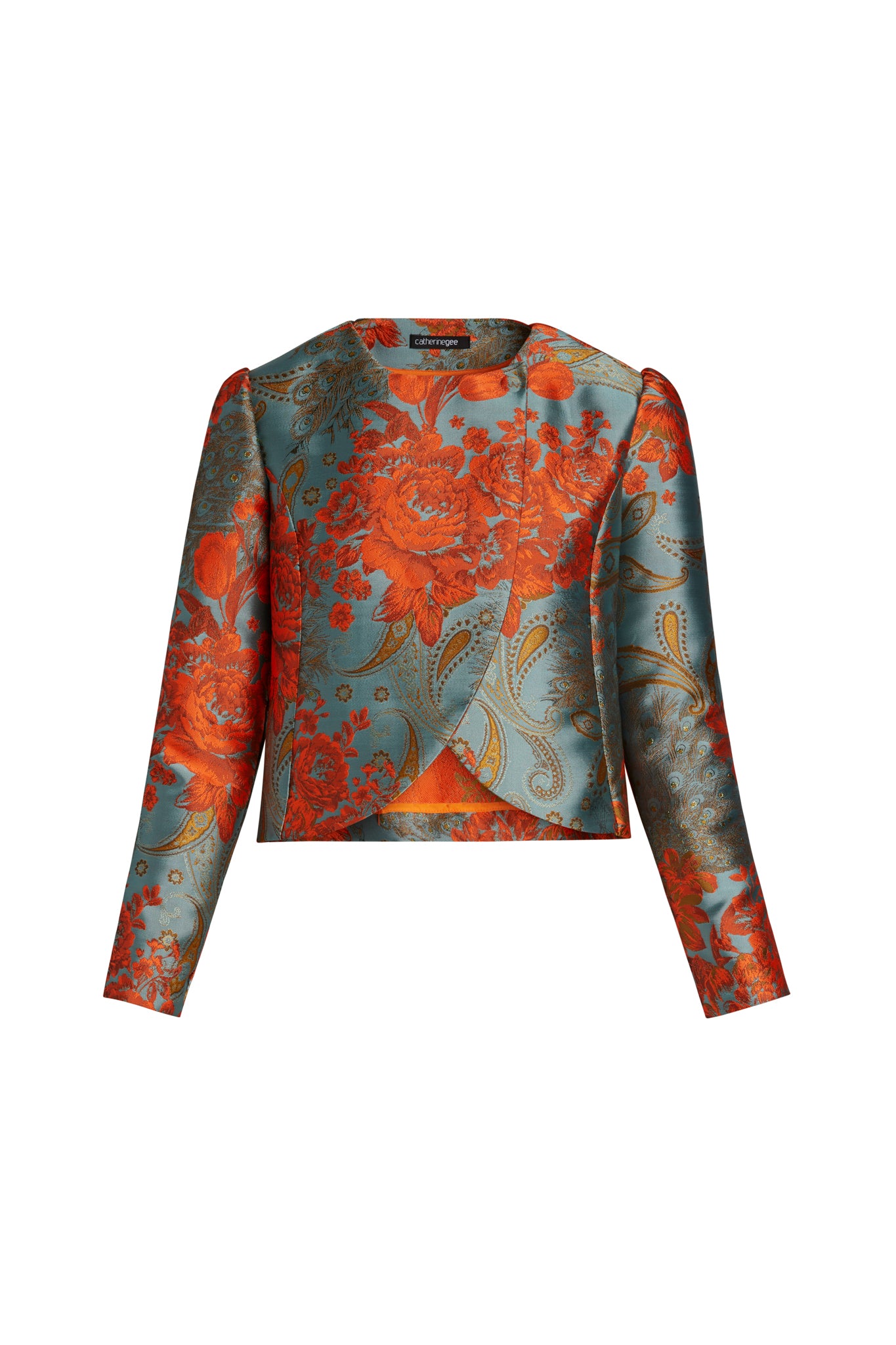 Lydia Cropped Jacquard Jacket - Blue/Orange