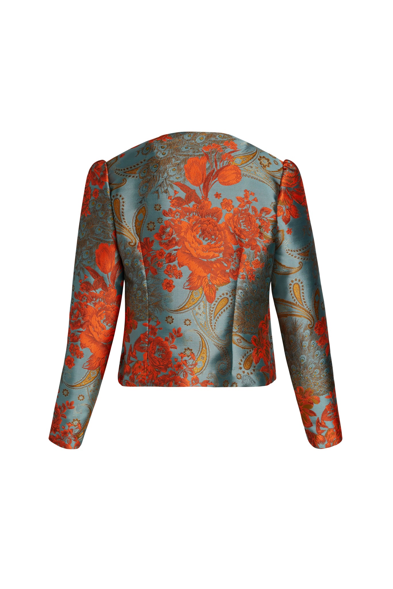 Lydia Cropped Jacquard Jacket - Blue/Orange