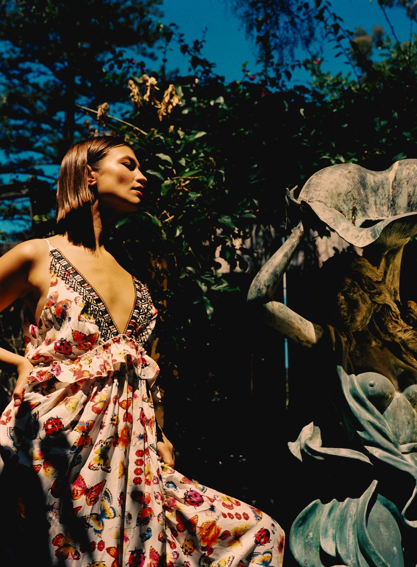 Olivia Plunge Dress - Ladybug