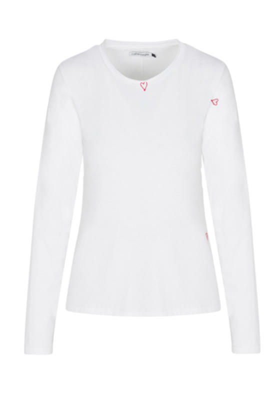 Embroidered Cotton T-Shirt Long Sleeve - Red Heart Embroidered Cotton T-Shirt Long Sleeve - Red Heart