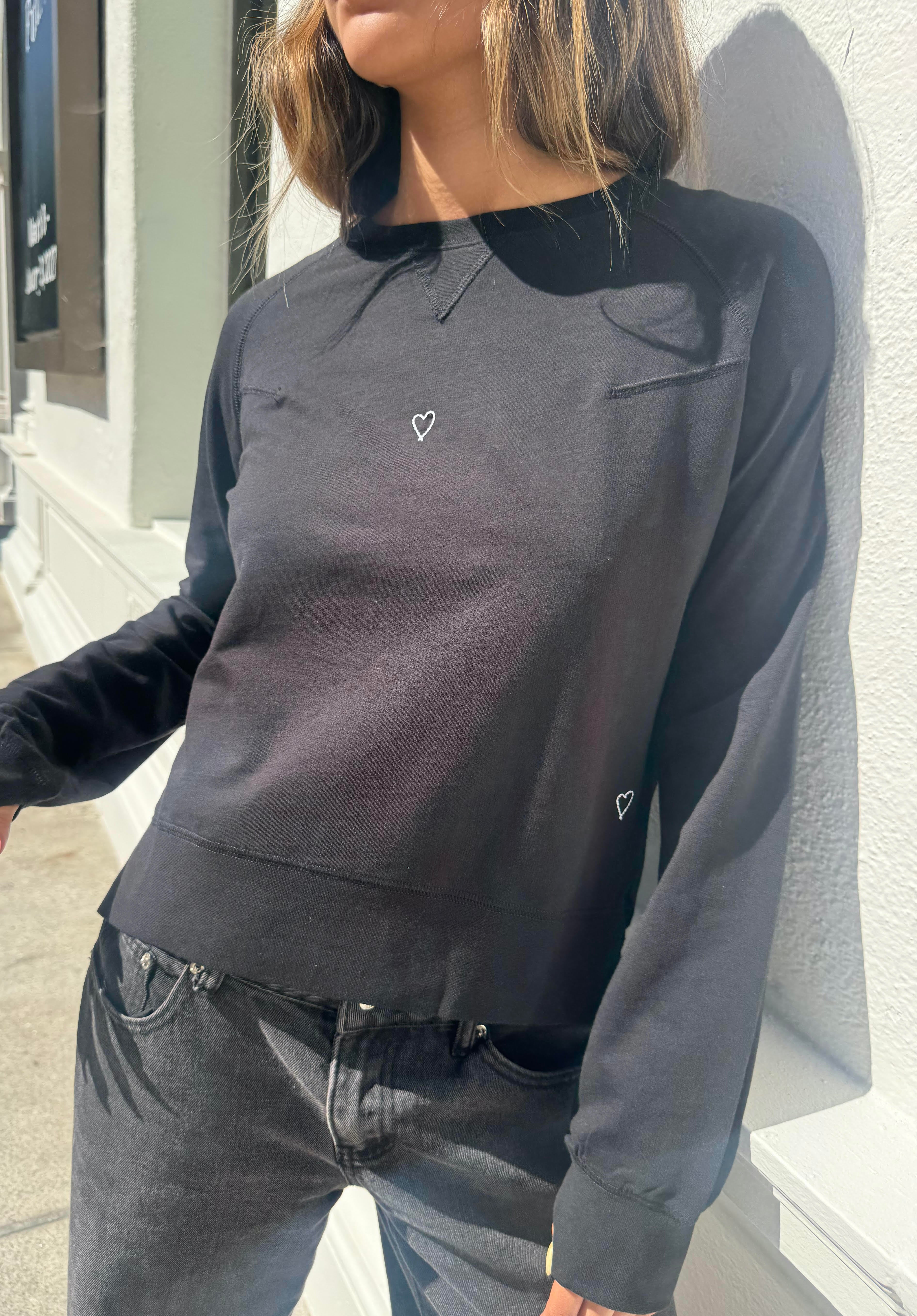 Embroidered Sweatshirt - Black Heart