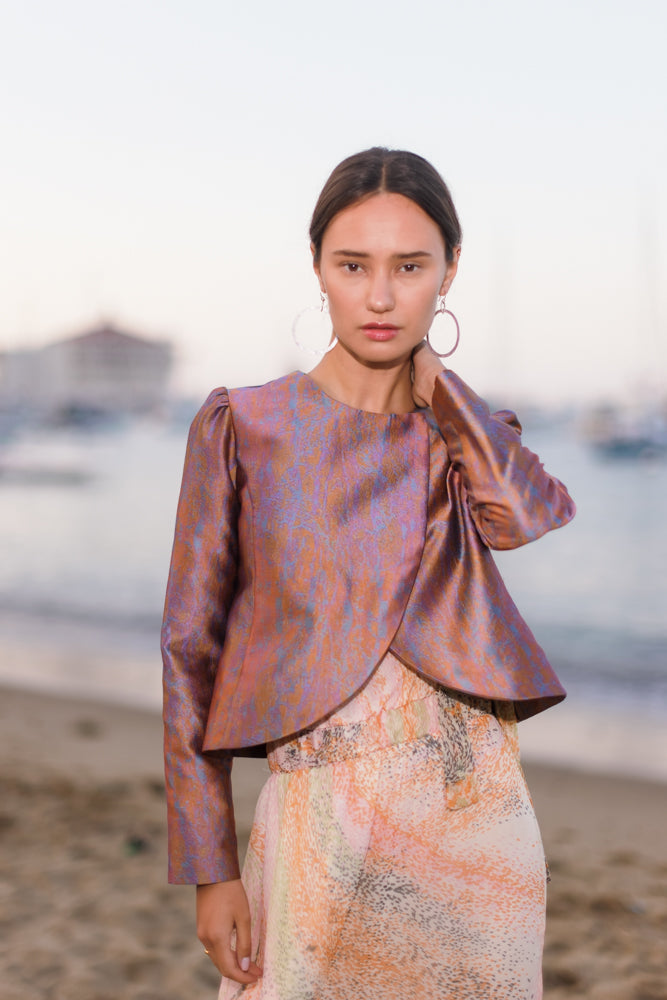 Lydia Cropped Jacquard Jacket | CG DESIGN, LLC..