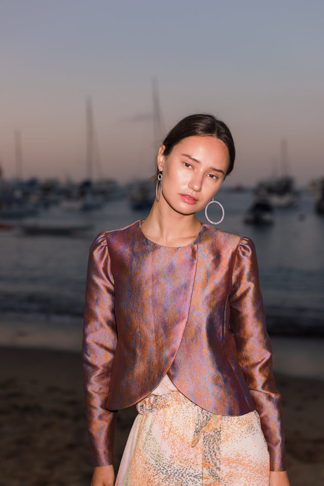 Lydia Cropped Jacquard Jacket | CG DESIGN, LLC..