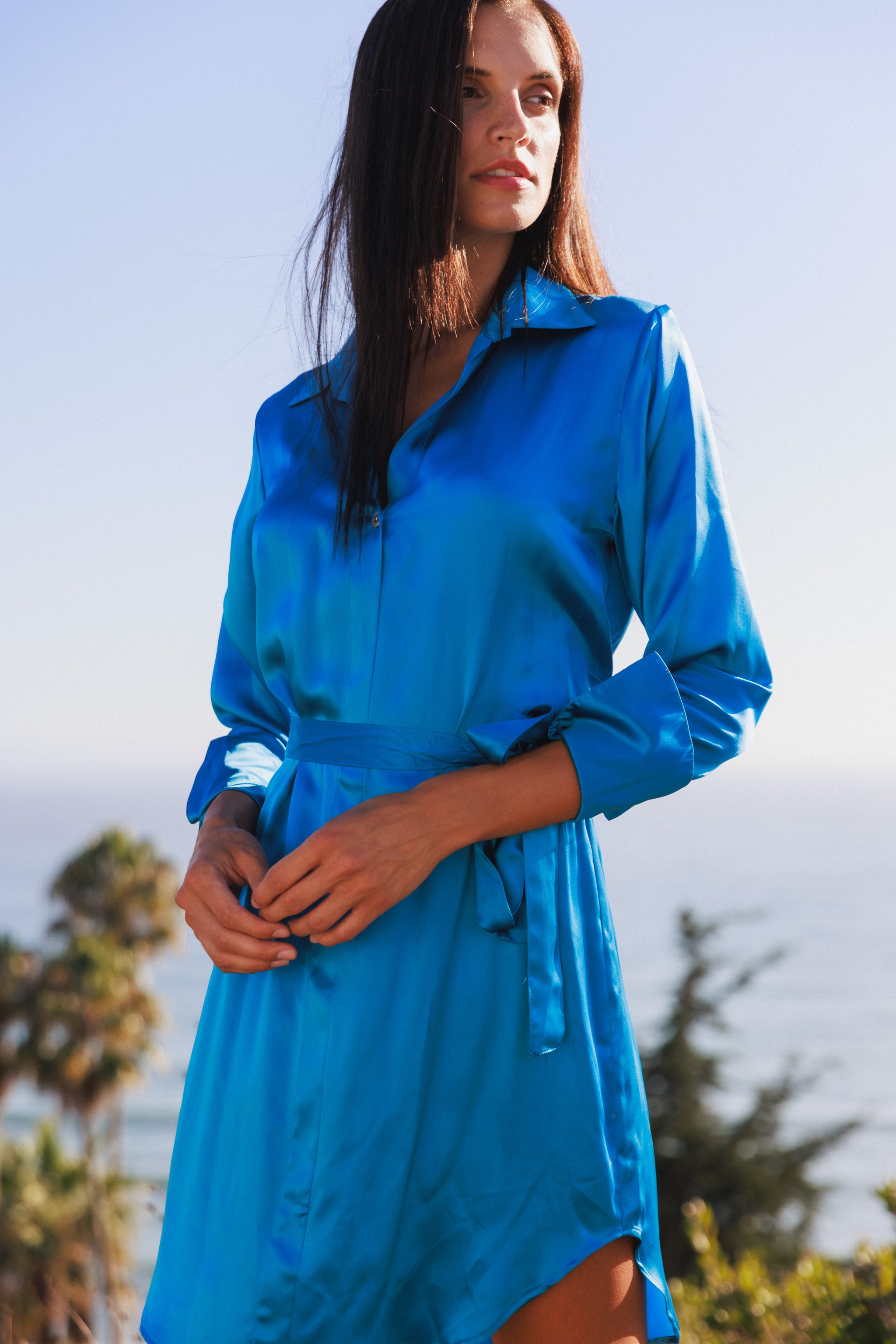 silk shirt dress 2024 Off the Shoulder Satin Prom Dresses with Lace Top and Slit –  DressesTailor main image 1
