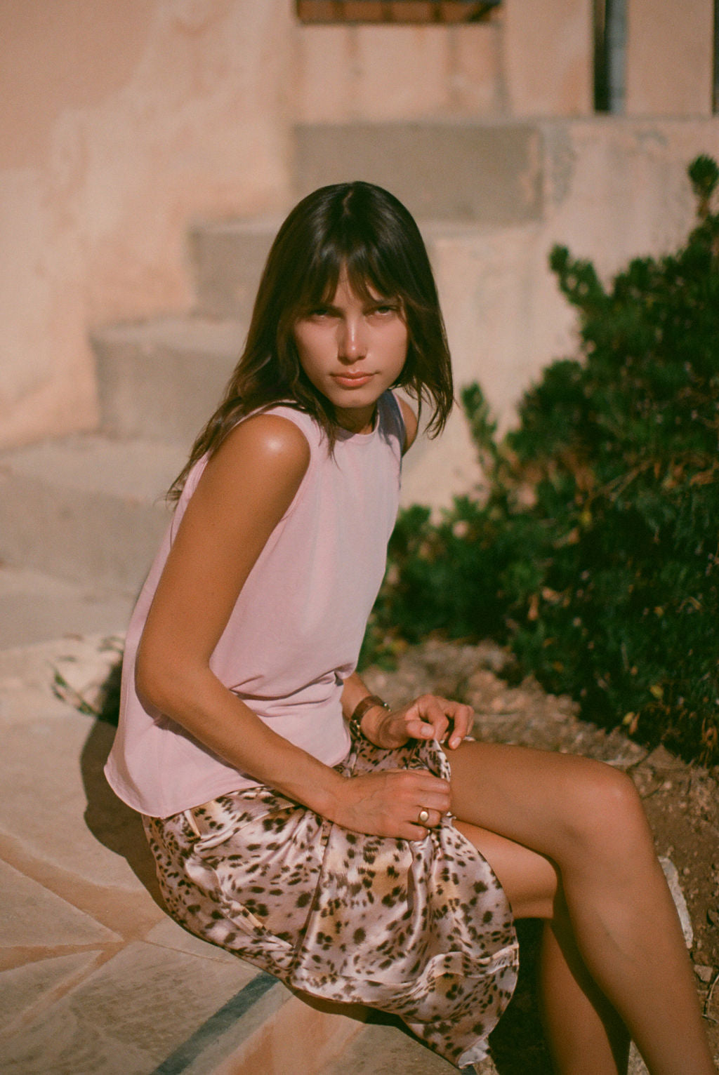 Siena Slip Skirt - Blush Leopard
