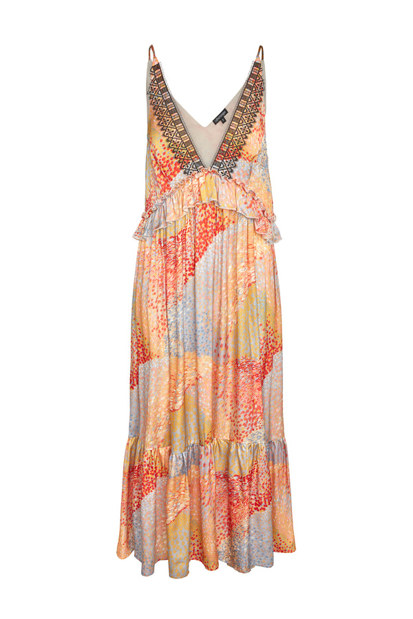 Olivia Plunge Dress - Warm Cosmos