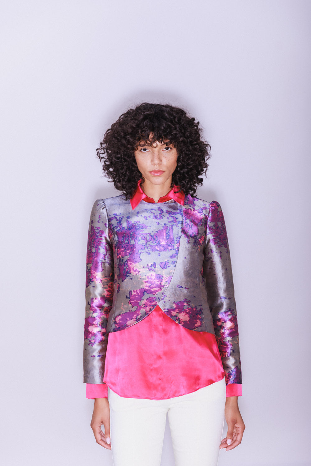 Lydia Cropped Jacquard Jacket - Peruvian Quartz