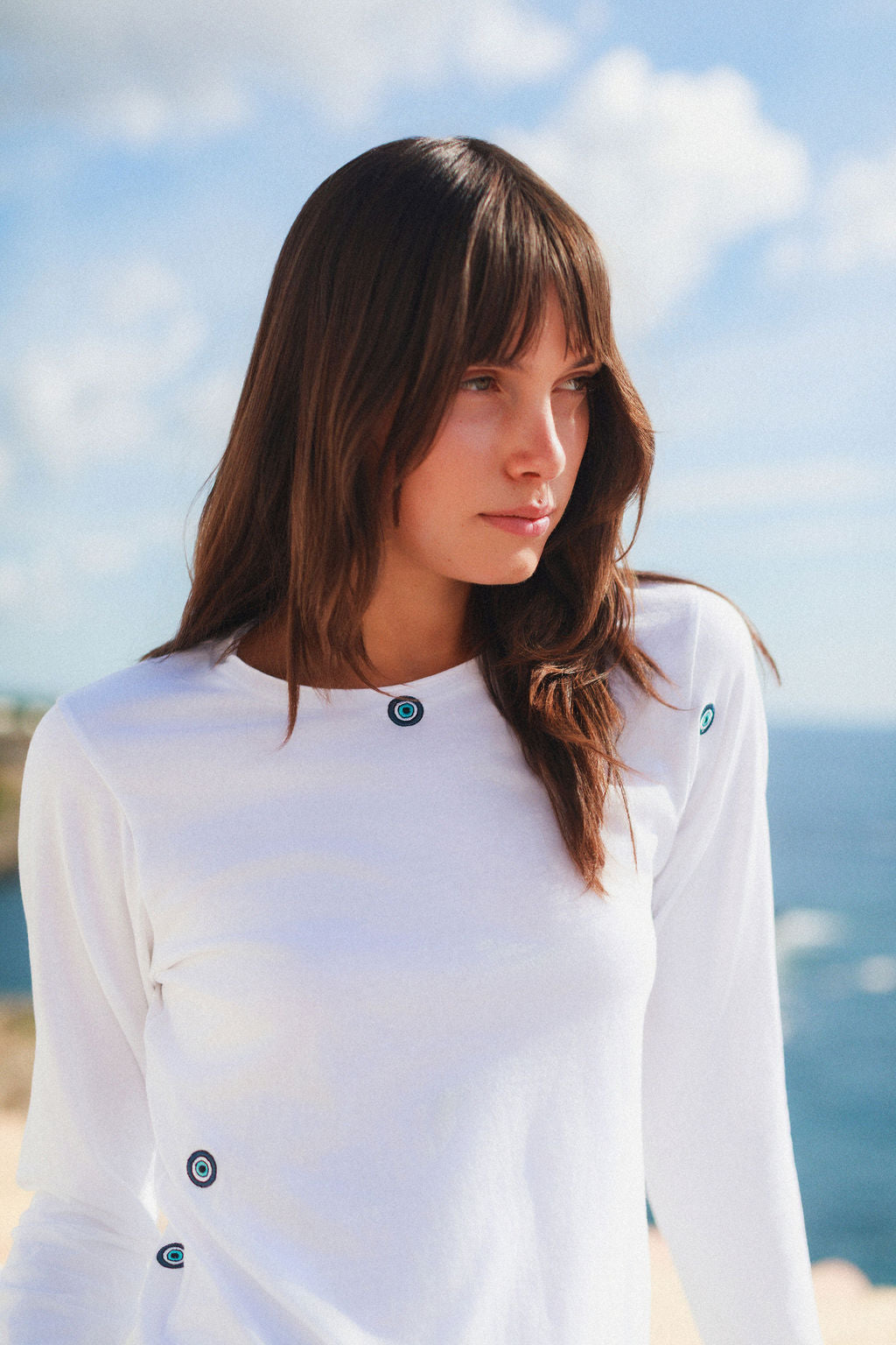 Embroidered Cotton T-Shirt Long Sleeve - Third Eye