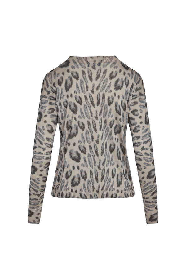V-Neck Silk Cashmere Sweater - New Leopard