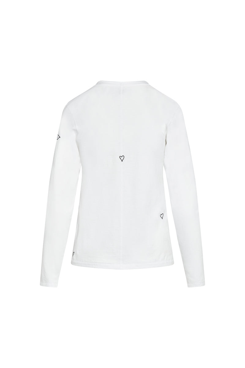 Embroidered Cotton T-Shirt Long Sleeve - Heart
