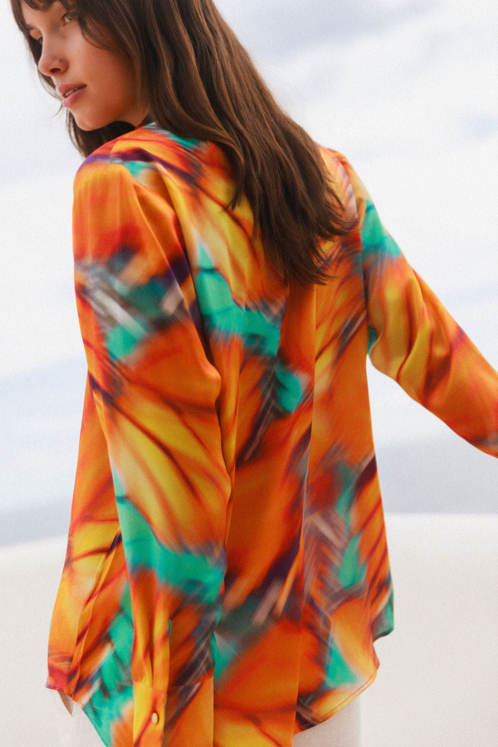 Daria French Cuff Silk Blouse - Monarch Haze