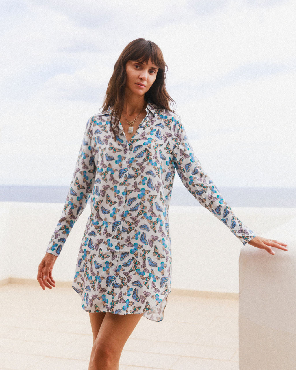 Daria Silk Shirt Dress - Mallorca Monarch
