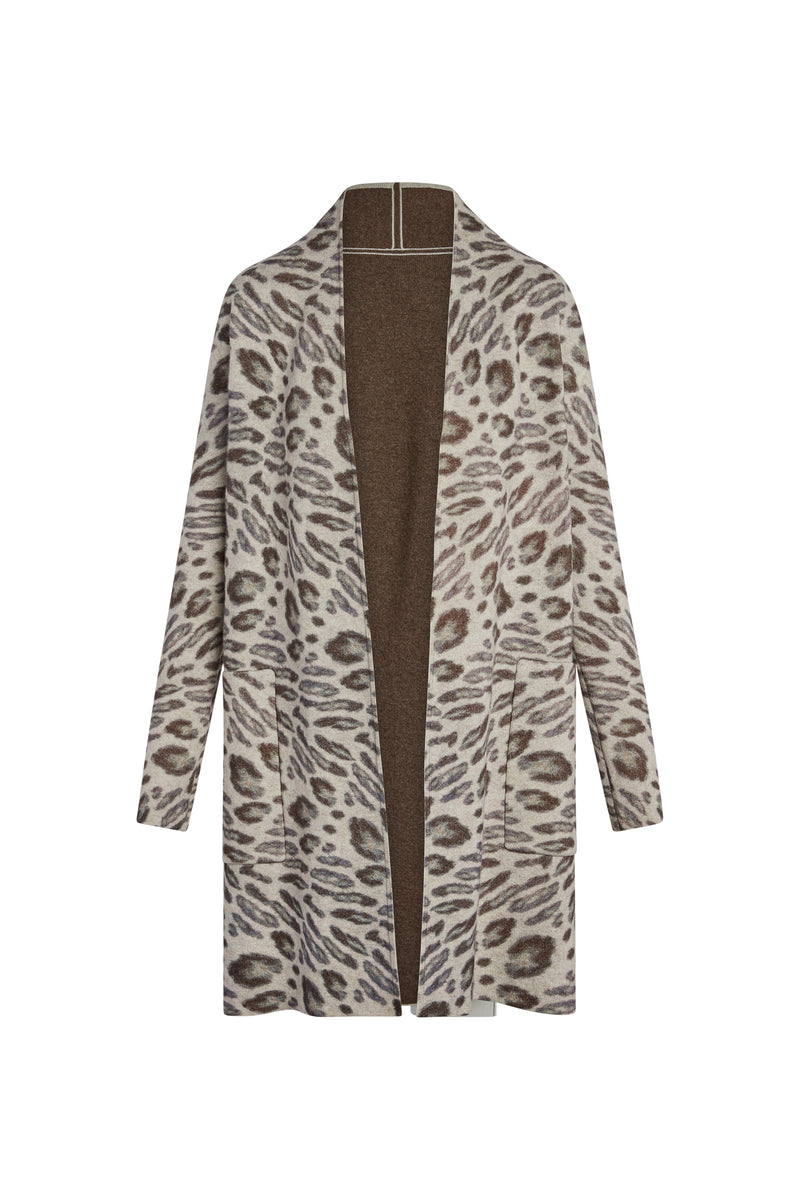 Double Face Cashmere Coat Reversible - New Leopard