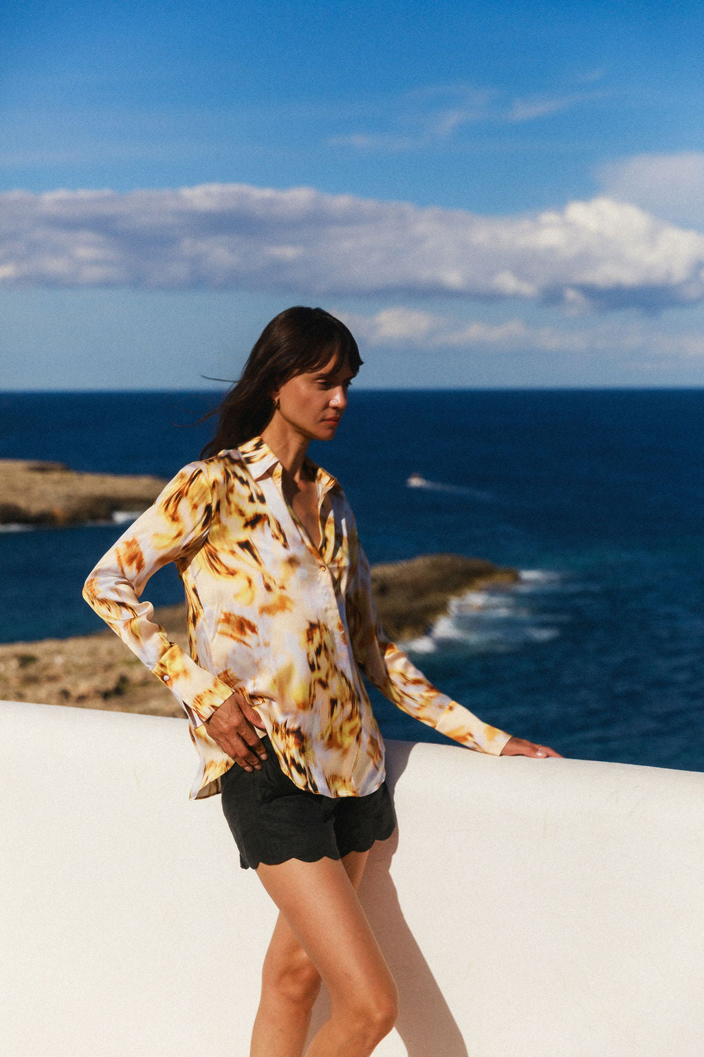 Daria French Cuff Silk Blouse - Wild Horse