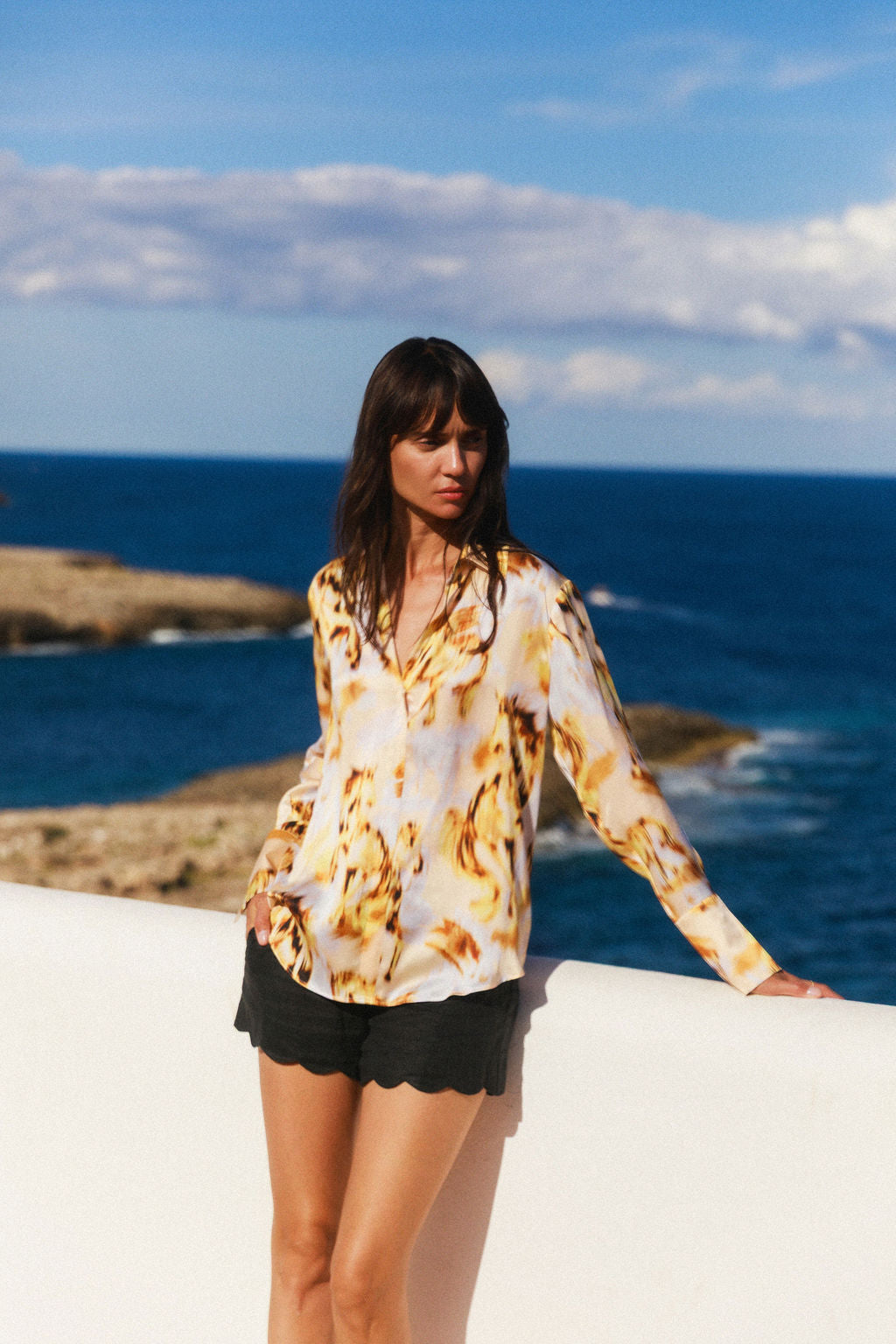 Daria French Cuff Silk Blouse - Wild Horse